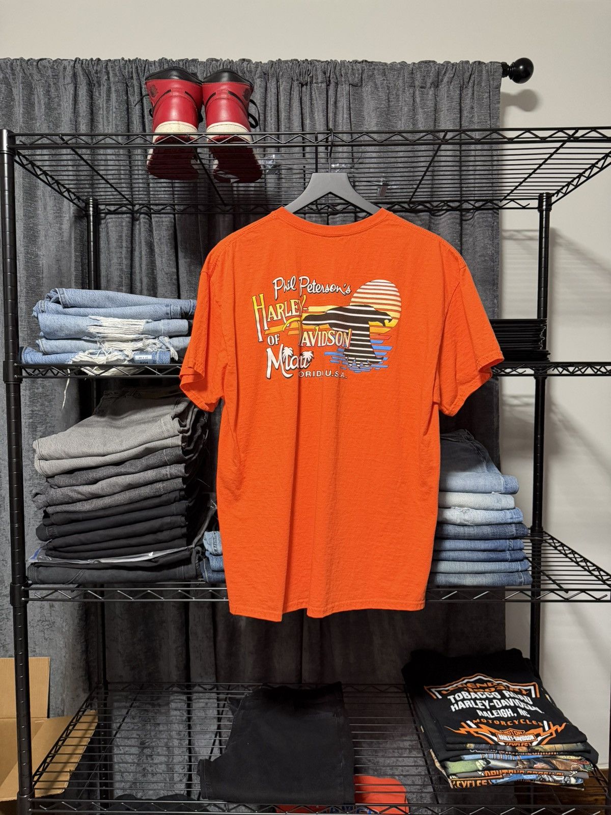 Harley Davidson Peterson’s Harley Davidson Miami Florida Orange XL Tee Size US XL / EU 56 / 4 - 1 Thumbnail