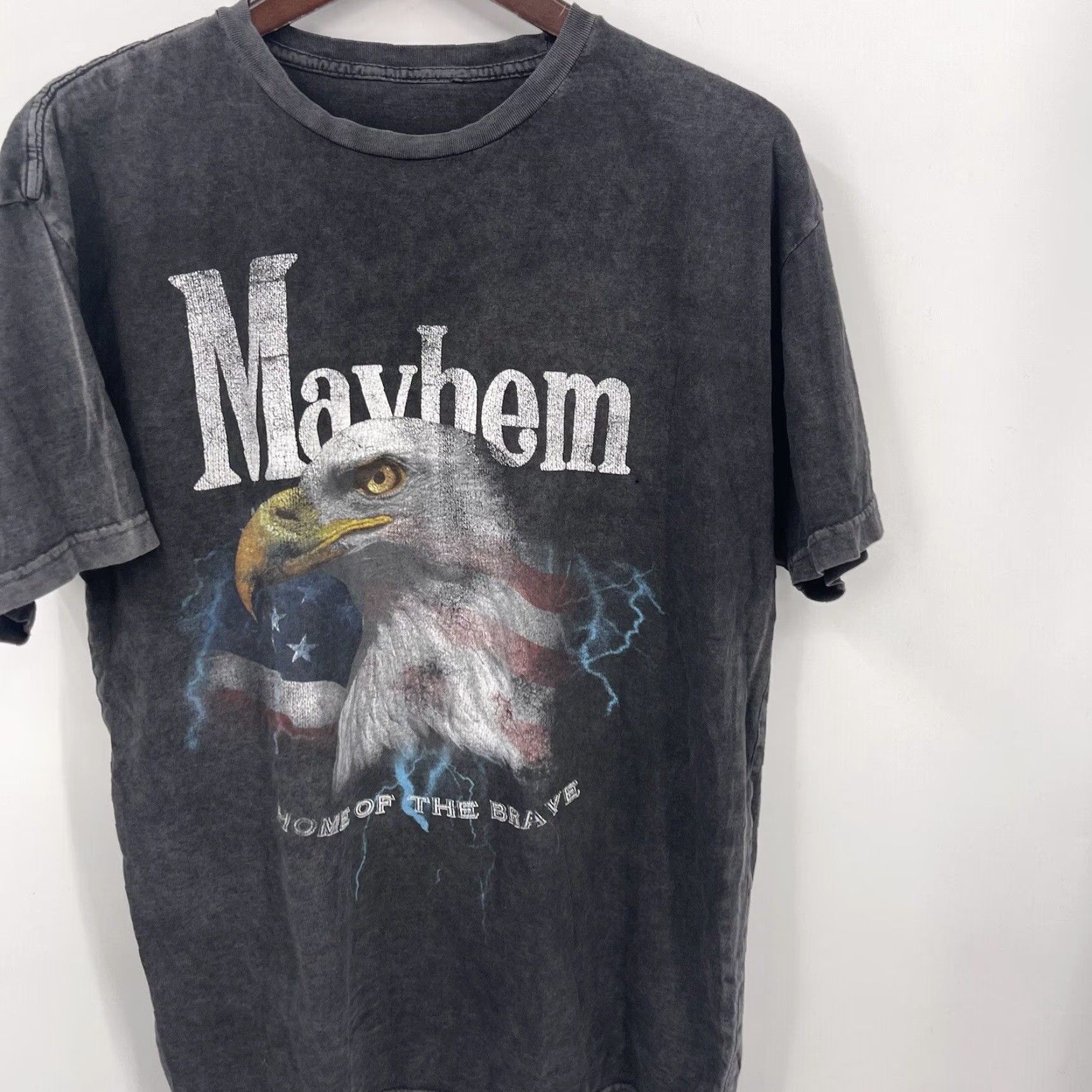 Vintage Mayhem Graphic Print T-Shirt Men’s Large Gray Eagle USA 90s Short Sleeve Size US L / EU 52-54 / 3 - 3 Thumbnail