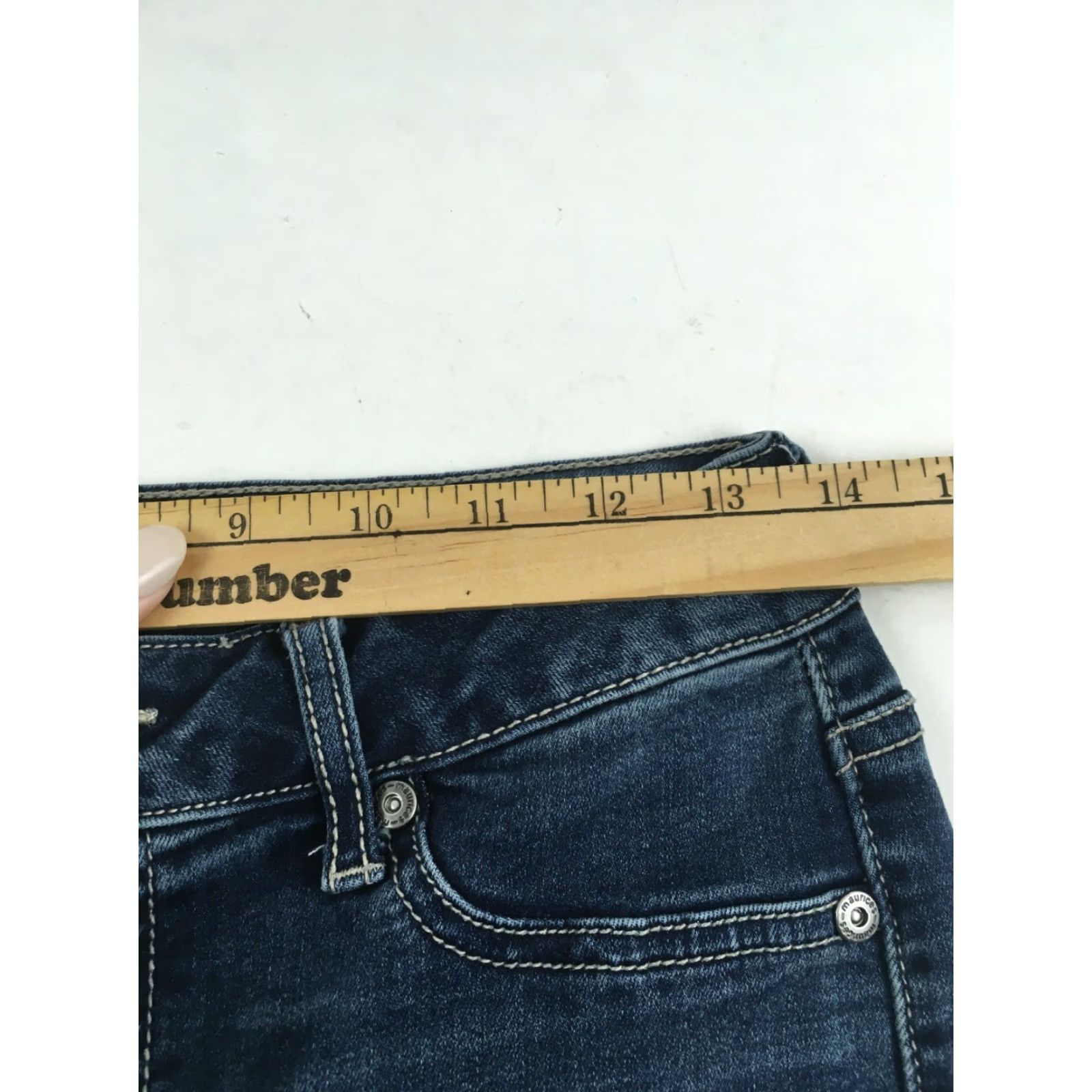 Vintage Maurices Jeans Denim, Distressed Women's Size Small Regular (S-R) Raw Hem Blue Denim Shirt? Size 28" / US 6 / IT 42 - 3 Thumbnail