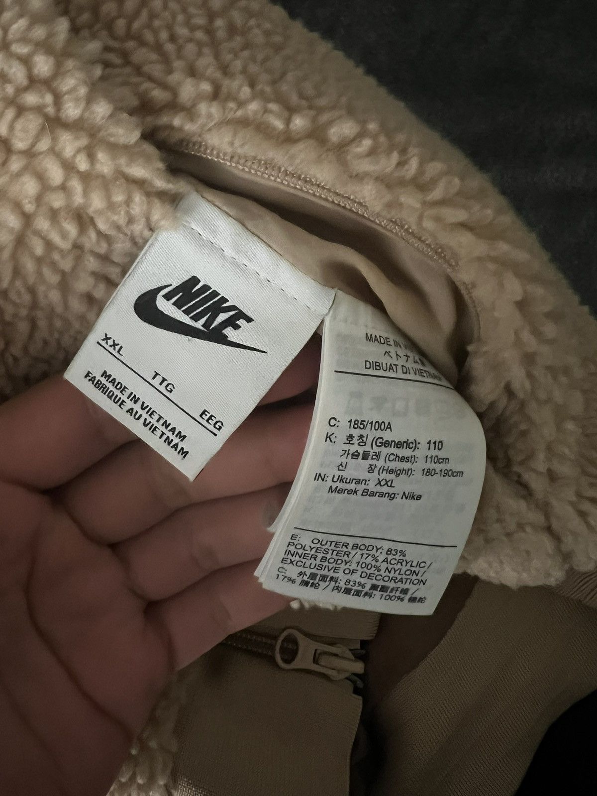 Nike Nike Sherpa Fleece/Jacket Reversible Tan And White Size US XXL / EU 58 / 5 - 5 Thumbnail