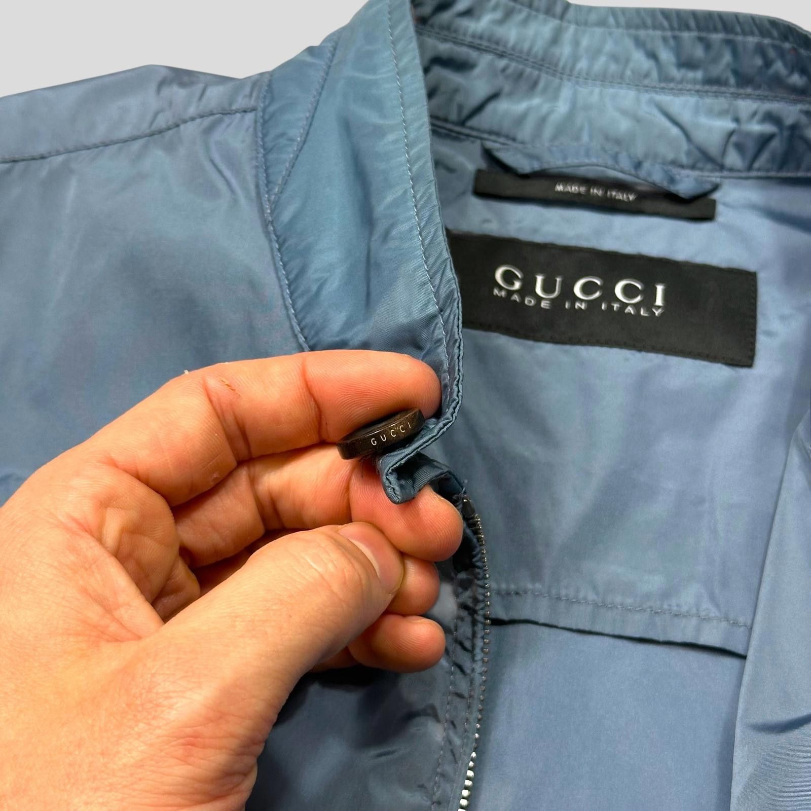 Gucci Gucci 2012 Baby Blue Stripe Seam Nylon Shimmer Jacket IT52 L Size US L / EU 52-54 / 3 - 8 Thumbnail