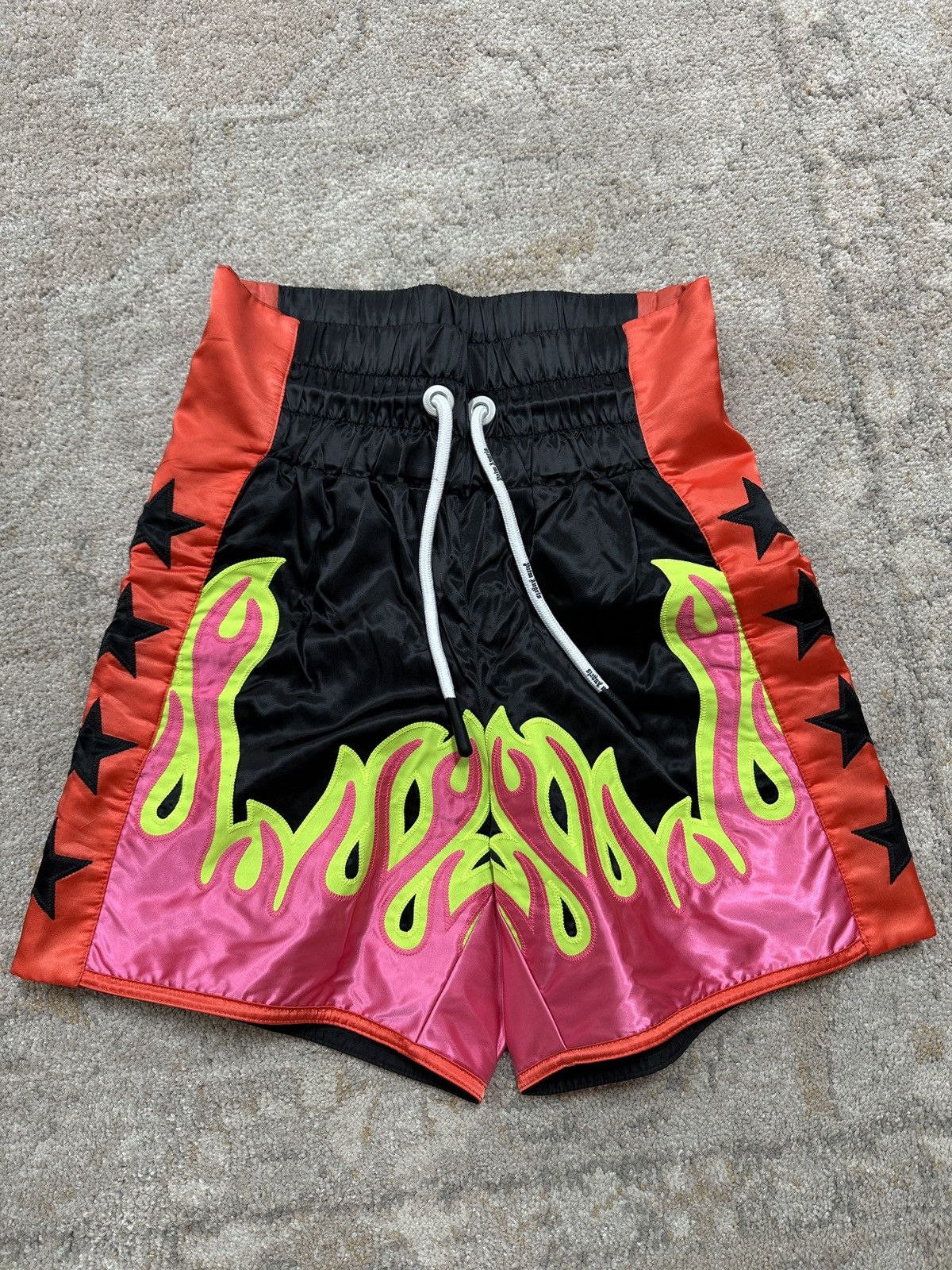Palm Angels Burning Fighter Embroidered Shorts Size US 26 / EU 42 - 1 Thumbnail