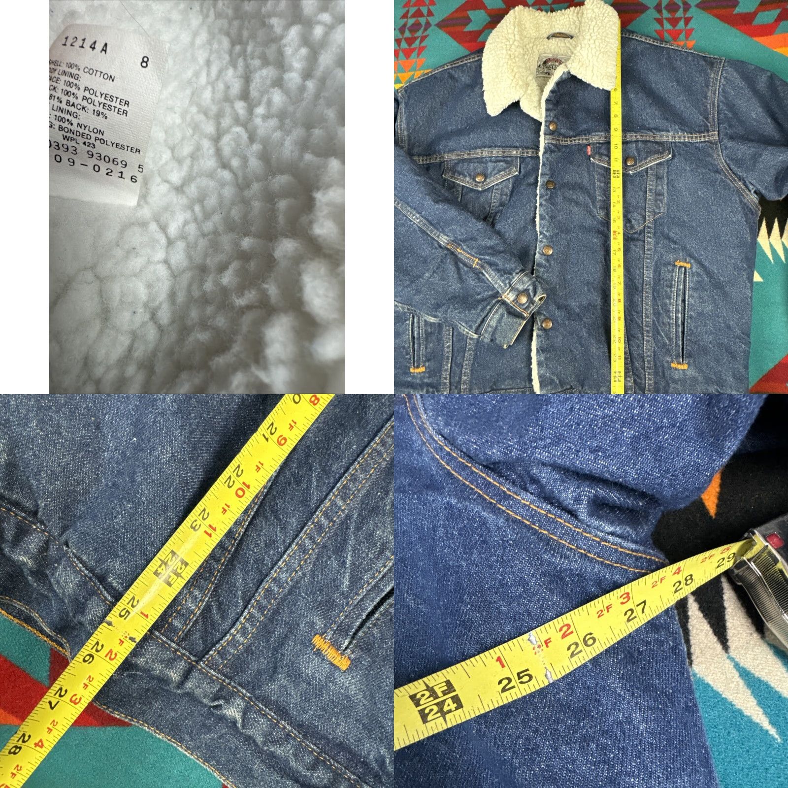 Levi's VINTAGE Levi’s Indigo Denim Sherpa Jean Jacket Men’s XL Dark Blue USA Bomber Jacket Mens Sz XL Blue Denim Size US 36 / EU 52 - 8 Thumbnail
