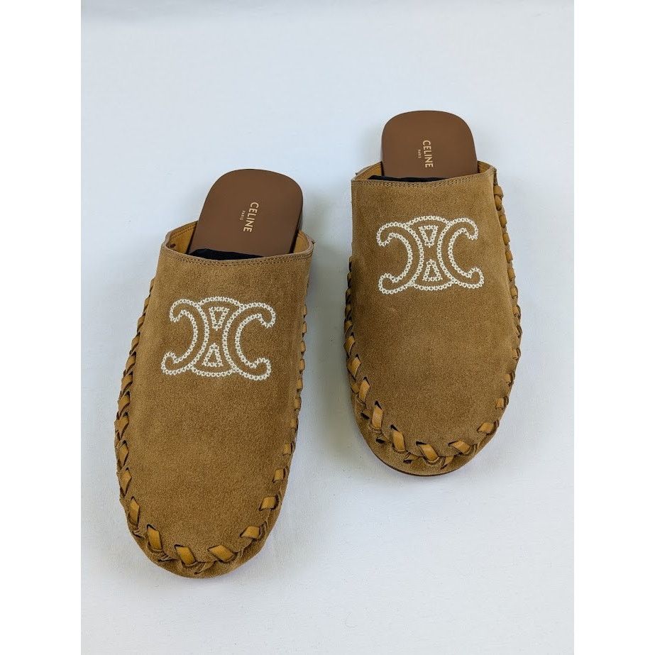 Celine o1rshd1 Suede Calfskin Mules in Dark Havana Size US 11 / EU 44 - 10 Thumbnail