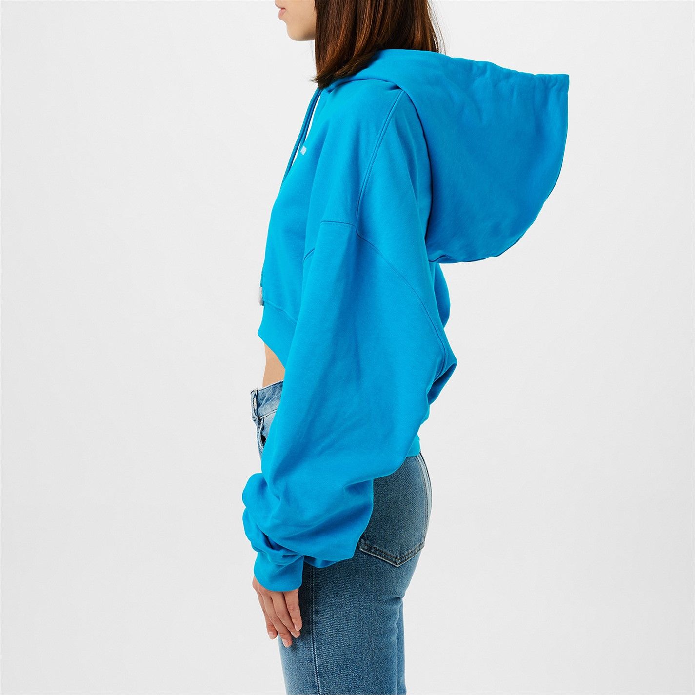 Off-White o1g2r1mq1224 Crop Hoodie in Blue Size M / US 6-8 / IT 42-44 - 4 Thumbnail
