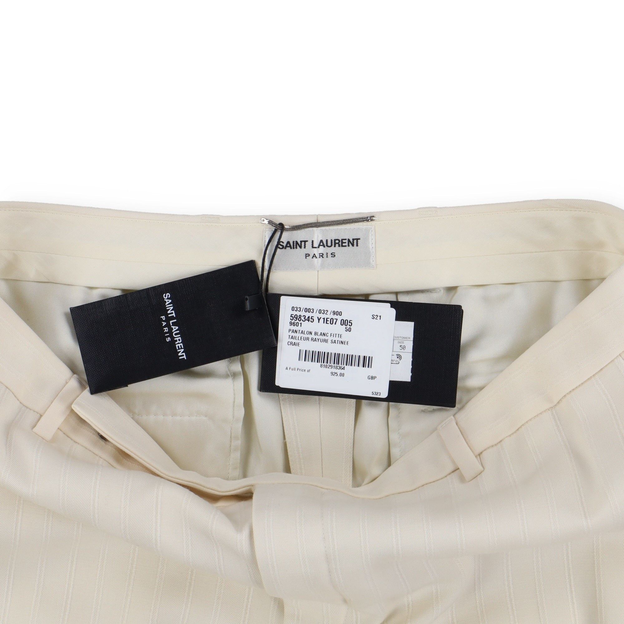 Saint Laurent Paris Craie Satin Stripe Tailored Trousers Size US 34 / EU 50 - 5 Thumbnail