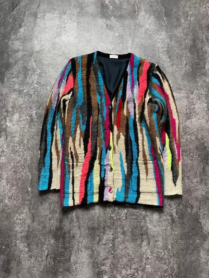 Saint Laurent Paris Saint Laurent Paris Rainbow Color Block Mohair Open Cardig Size US XS / EU 42 / 0 - 1 Thumbnail