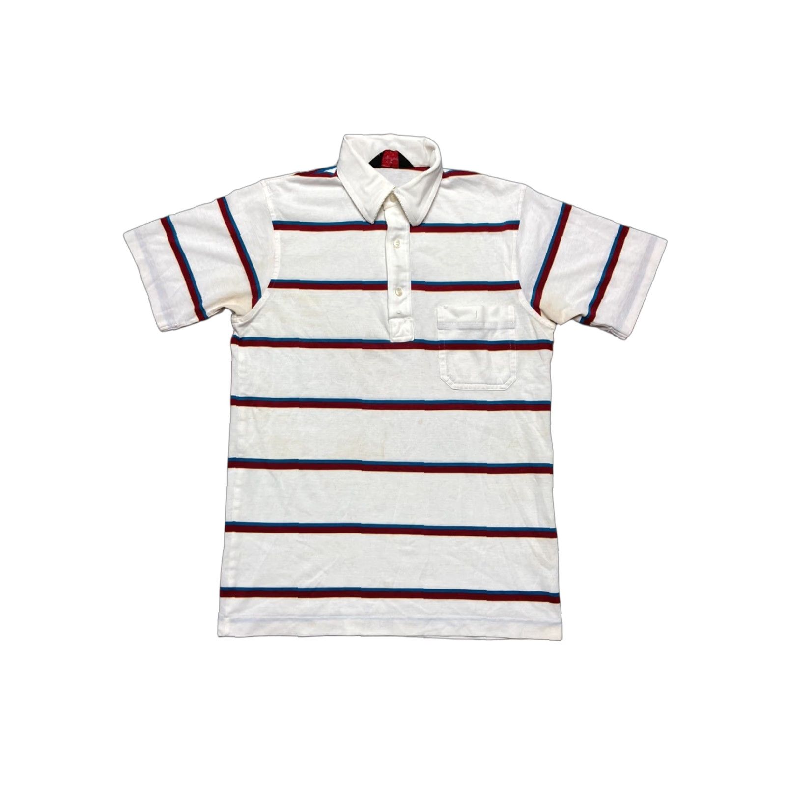 Vintage VINTAGE 1980’s striped polo shirt cotton poly blend teal maroon white Small Polo Men S White Striped 1980s Vintage Shirt Size US S / EU 44-46 / 1 - 1 Thumbnail