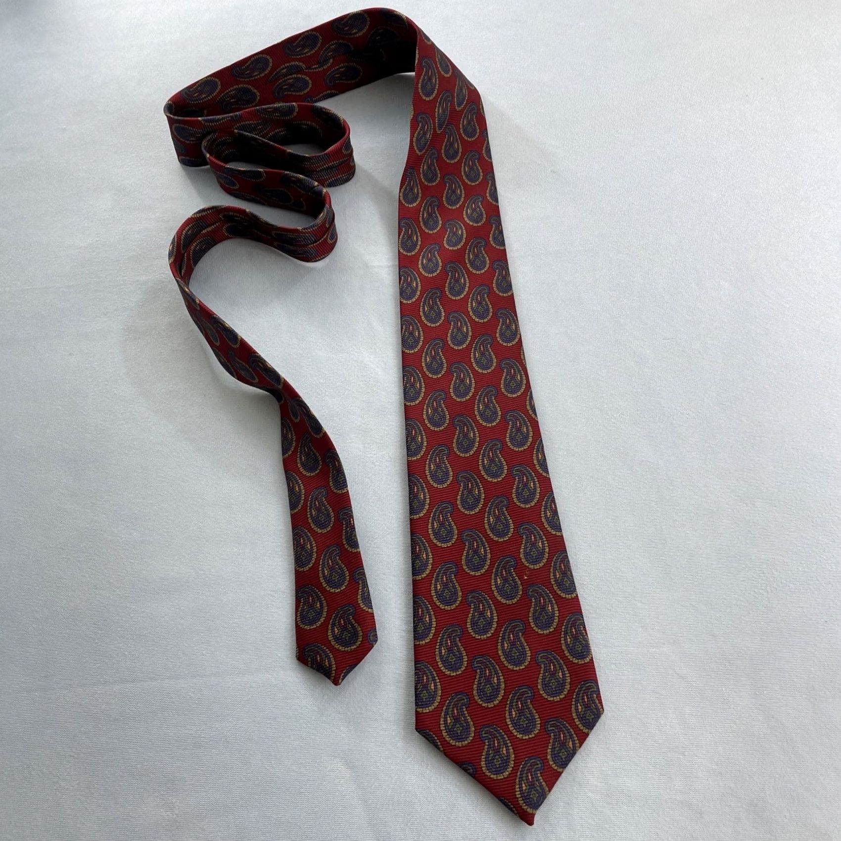 Nordstrom VINTAGE Gitman Bros Tie Silk Paisley Teardrop Red 3.5x56 Men Wide USA N/A Size ONE SIZE - 7 Thumbnail