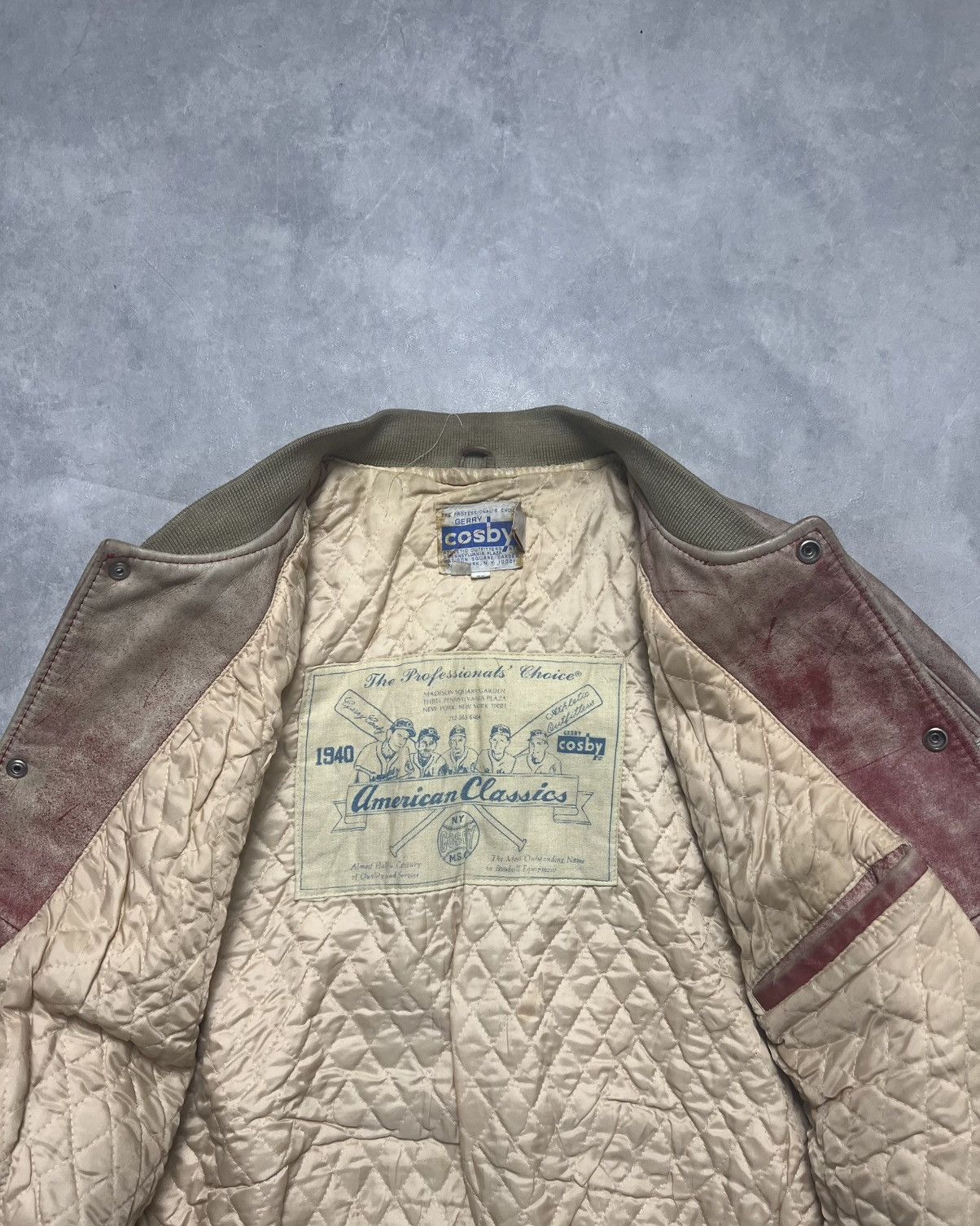 Genuine Leather Gerry Cosby ‘Salmon’ Faded Leather Varsity Jacket Size US M / EU 48-50 / 2 - 5 Thumbnail