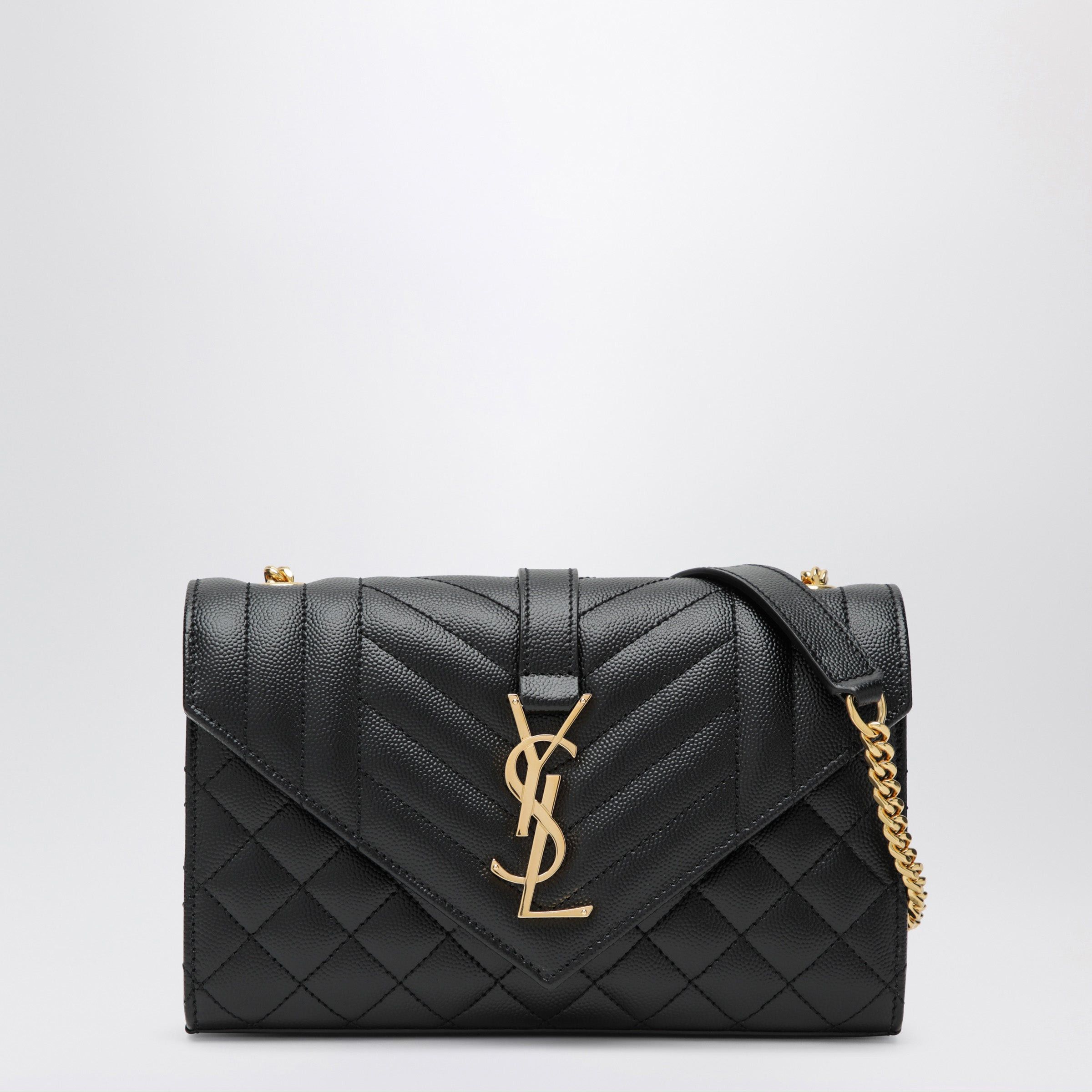 Saint Laurent Small Envelope Flap Bag In Quilted Leather, Black, Women's