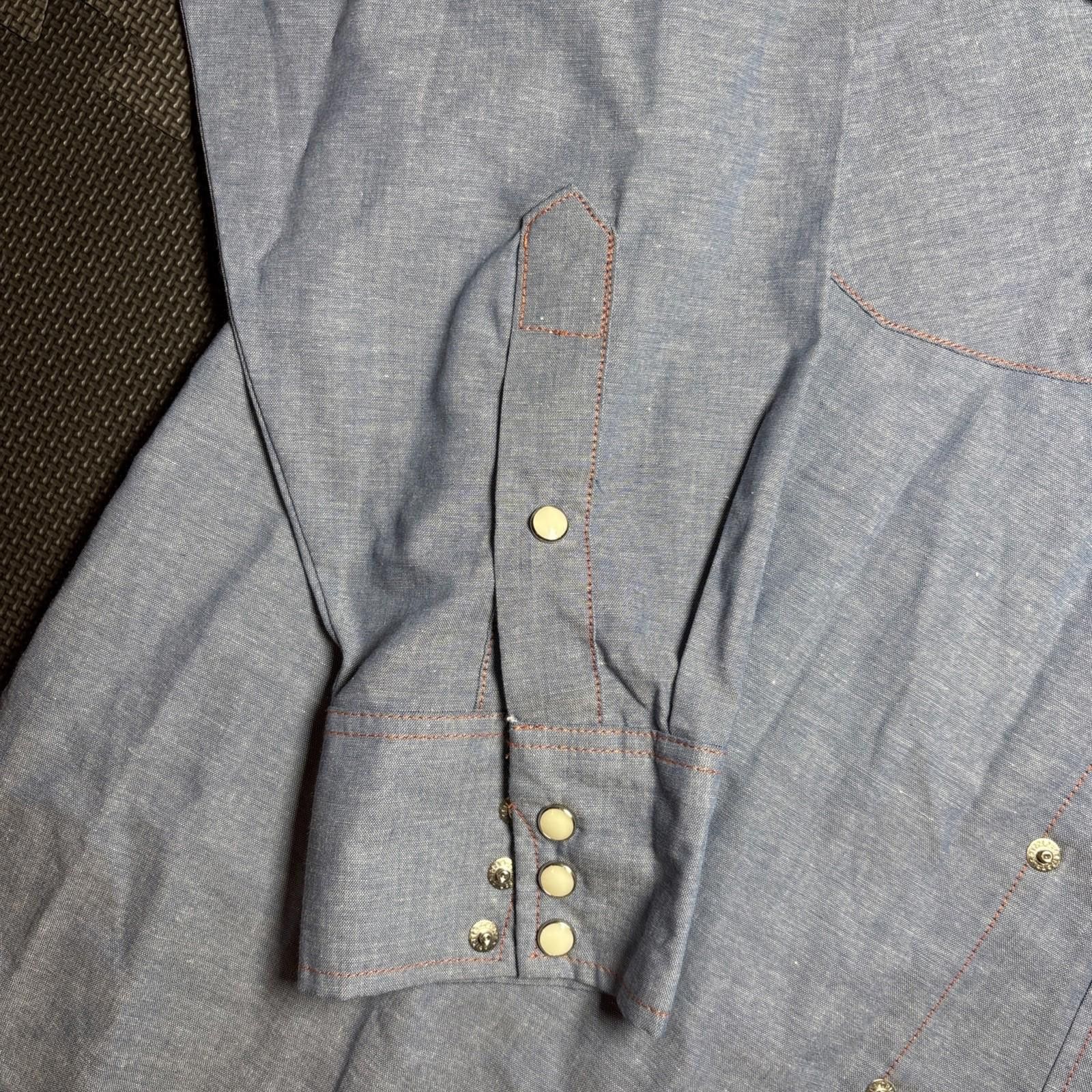 Wrangler Western Pearl Snap Shirt Mens XLT Button Blue Long Sleeve Size US XL / EU 56 / 4 - 3 Thumbnail