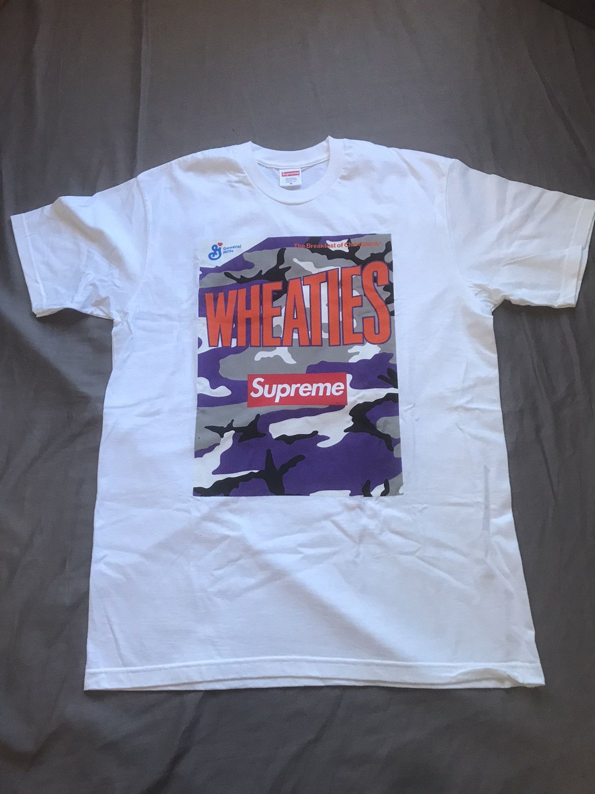 image of Supreme Wheaties White Tee, Men's (Size Medium)