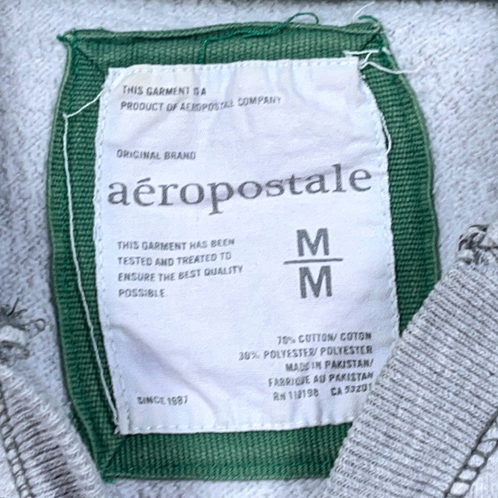 Vintage VINTAGE Aeropostale Hoodie Women M Gray Green V Neck Spell Out Stains Full Zip Logo Graphic 90s Size M / US 6-8 / IT 42-44 - 3 Thumbnail