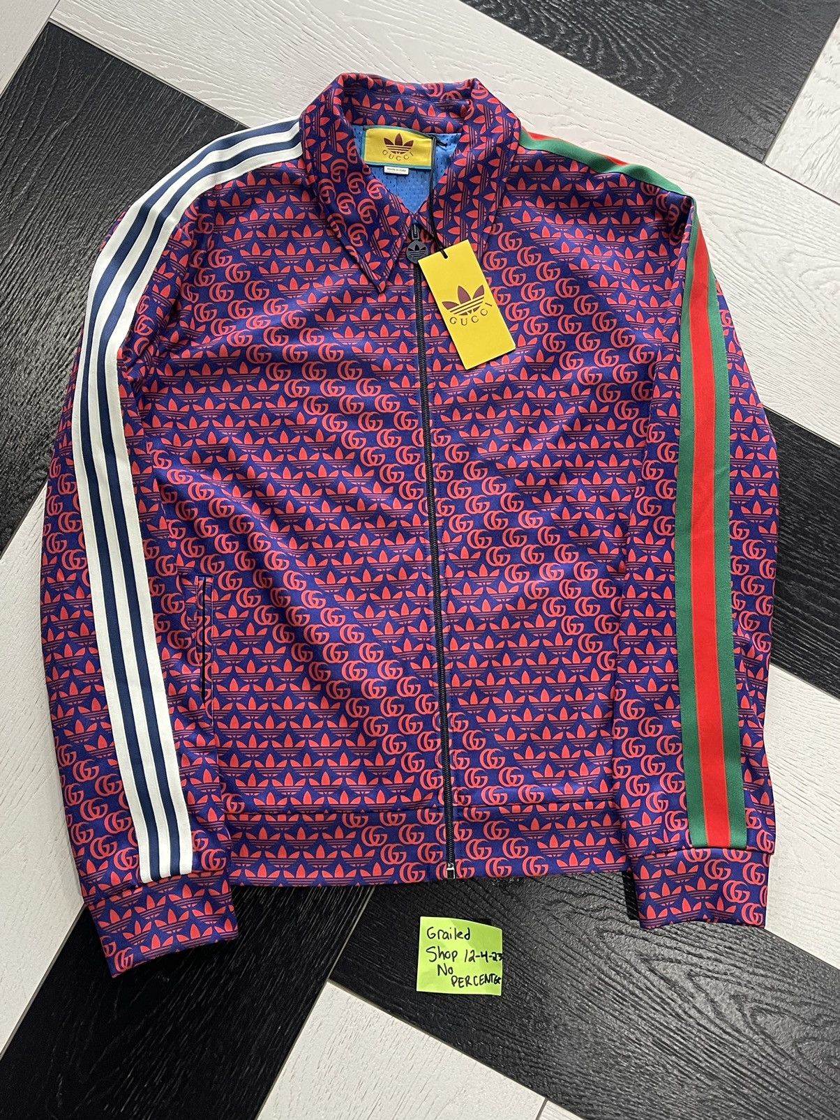 image of Adidas Monogram Gucci Tracktop Striped Size Xxl in Blue, Men's