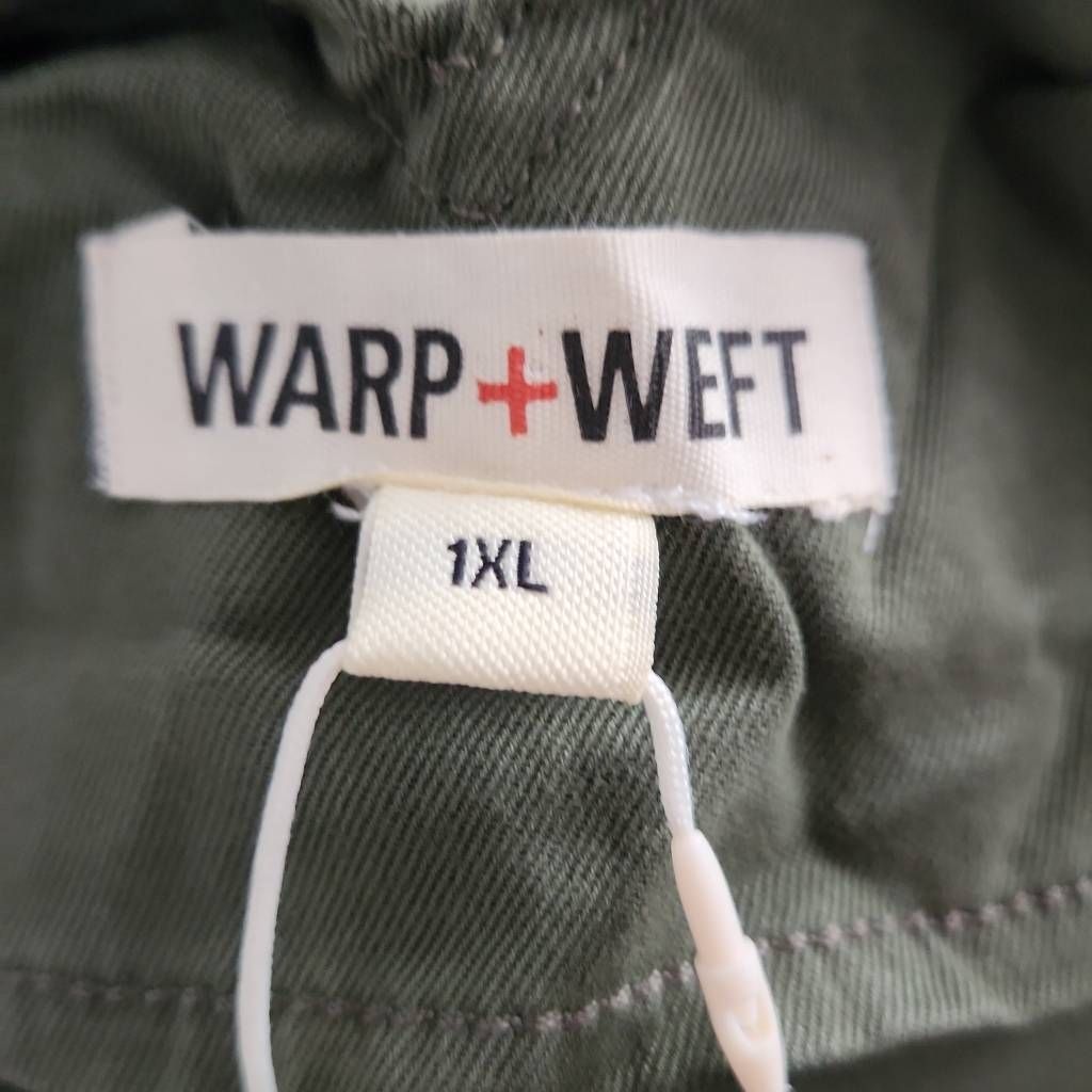 Warpweft Company Warp + Weft Ladies Size 1X Moss Green Canvas HTO East Hampton Button Front Dress Size XL / US 12-14 / IT 48-50 - 7 Thumbnail