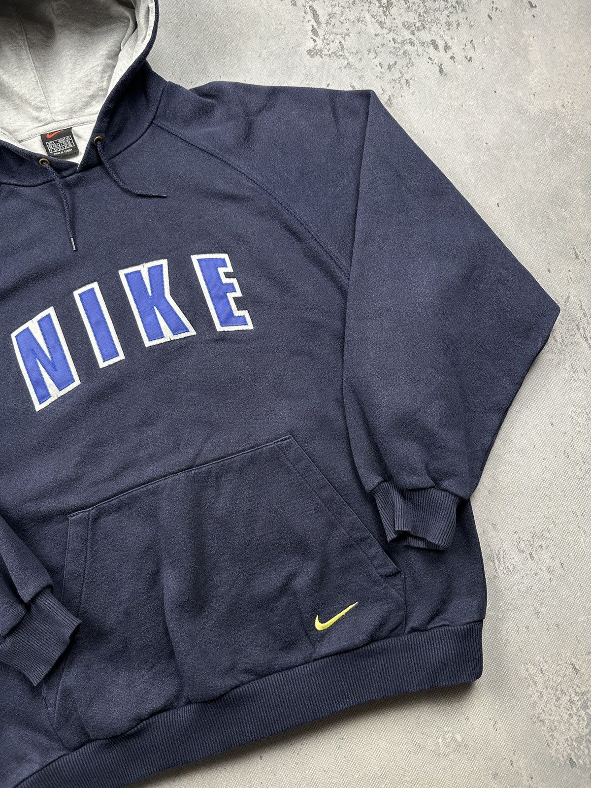 Nike Nike VTG Navy Hoodie Big Spellout Logo Pullover Sweatshirt Size US L / EU 52-54 / 3 - 5 Thumbnail