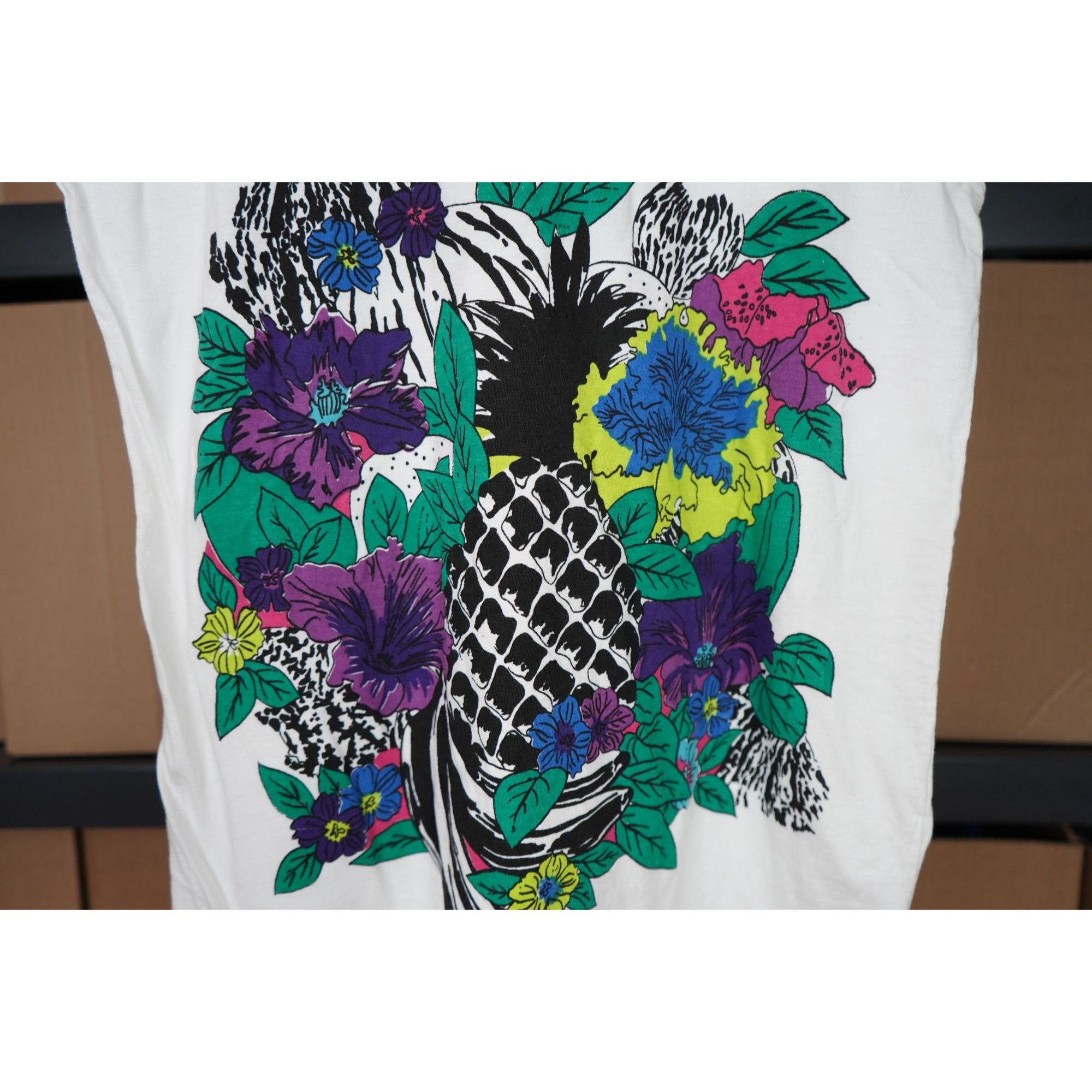 Vintage 90s Joye + Fun Floral White M Sleeveless Top #398 Size M / US 6-8 / IT 42-44 - 3 Thumbnail