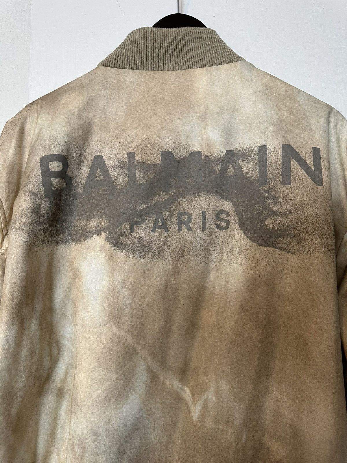 image of Balmain Bomber Oversized Zip Jacket in Tan Mix, Men's (Size XL)