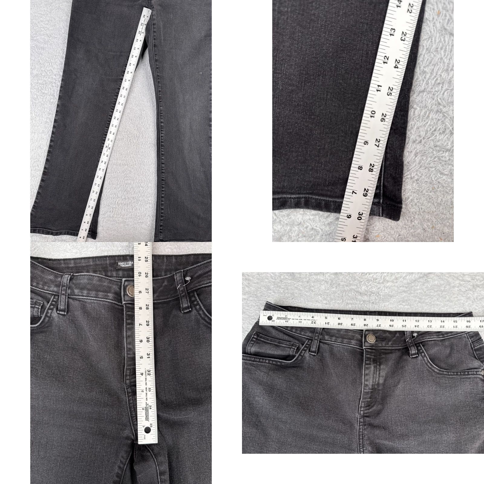 Vintage Womens Simply Vera Wang Jeans 12 Black Bootcut Denim Cotton Blend Mid Rise 32x30 Size 34" / US 12 / IT 48 - 8 Thumbnail