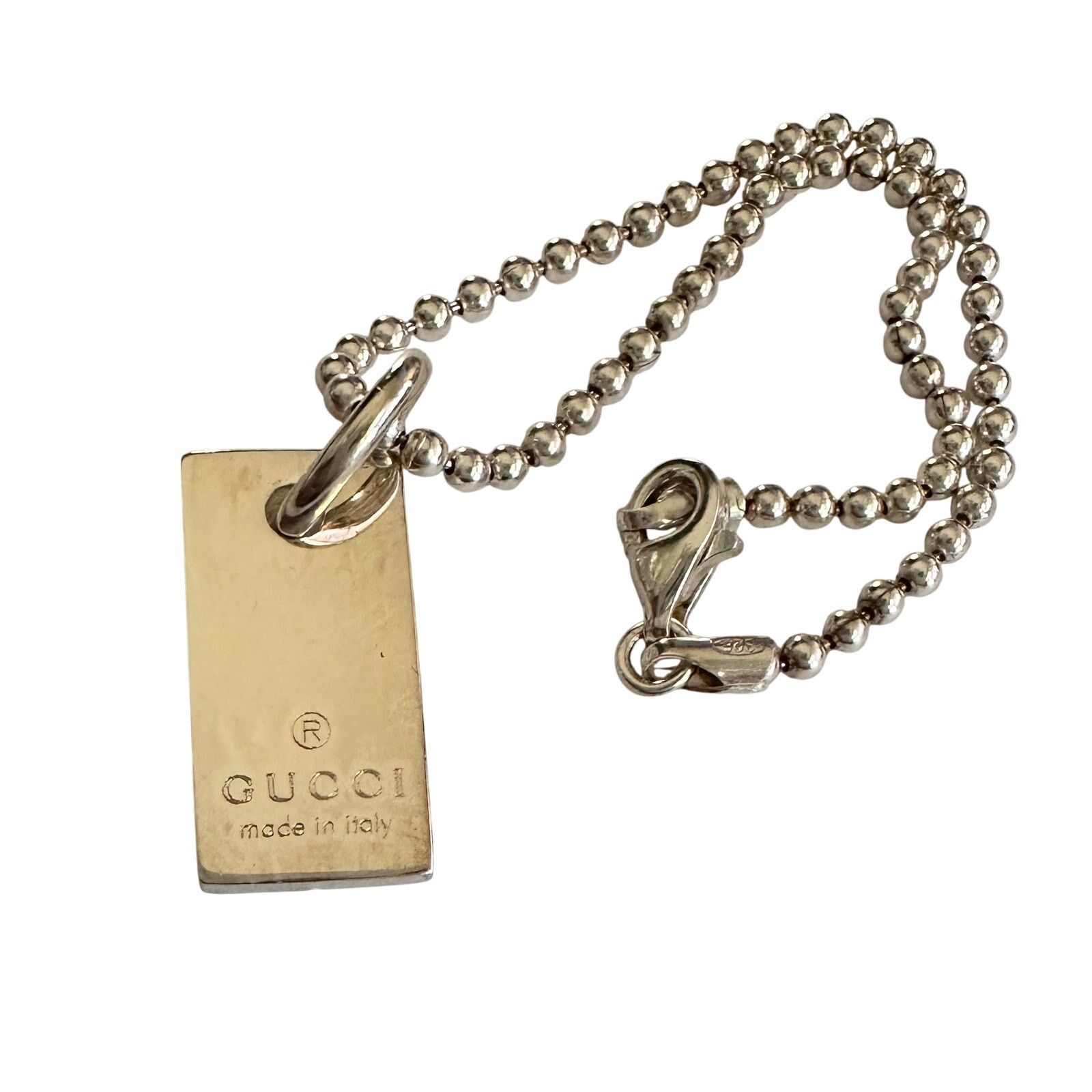 Gucci Gucci Silver Bar Logo Ball Chain Bracelet Size ONE SIZE - 1 Thumbnail