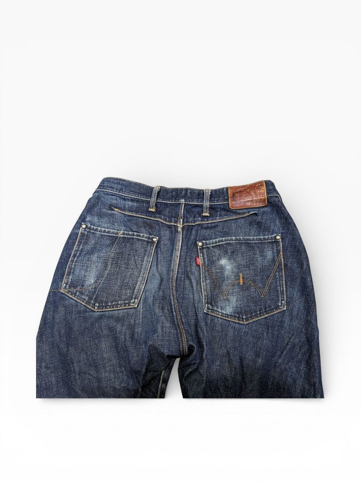 Edwin EDWIN BLUE DENIM INDIGO CURVED FADED DISTRESSED JEANS Size US 31 - 5 Thumbnail