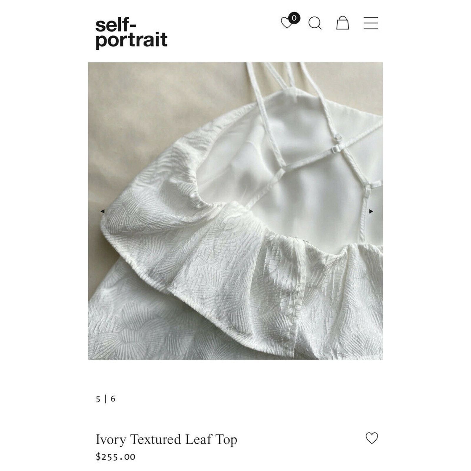 Self-Portrait Self-Portrait Women's Ivory Textured Leaf Print Blouse 6 Size M / US 6-8 / IT 42-44 - 6 Thumbnail