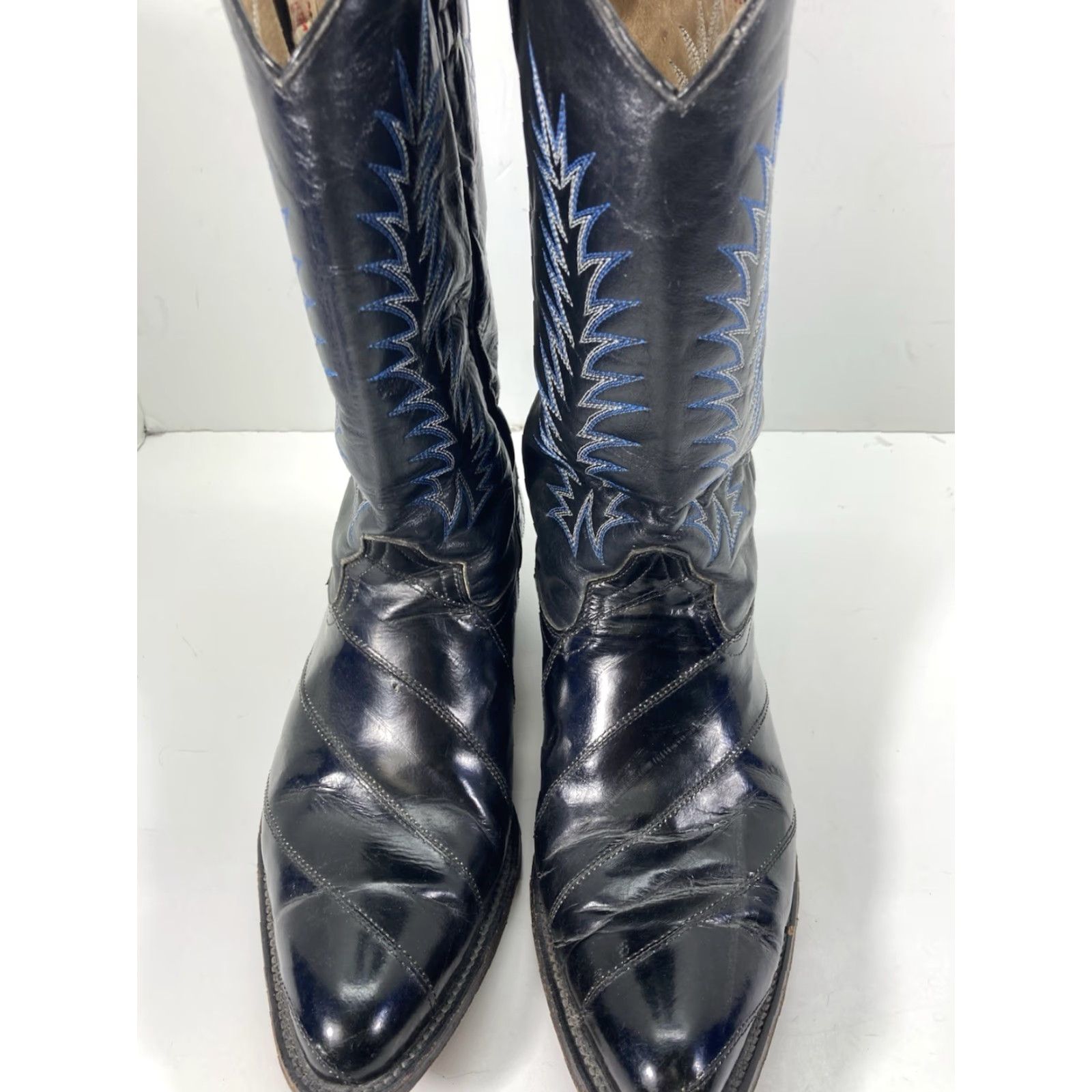 Vintage VINTAGE JAR Boots Western Cowboy Boot Mens Size 8 Black Leather Exotic Eel Skin Pull On Leather Upper Mexico D Western Rodeo Boots Mens Size US 8 / EU 41 - 2 Thumbnail