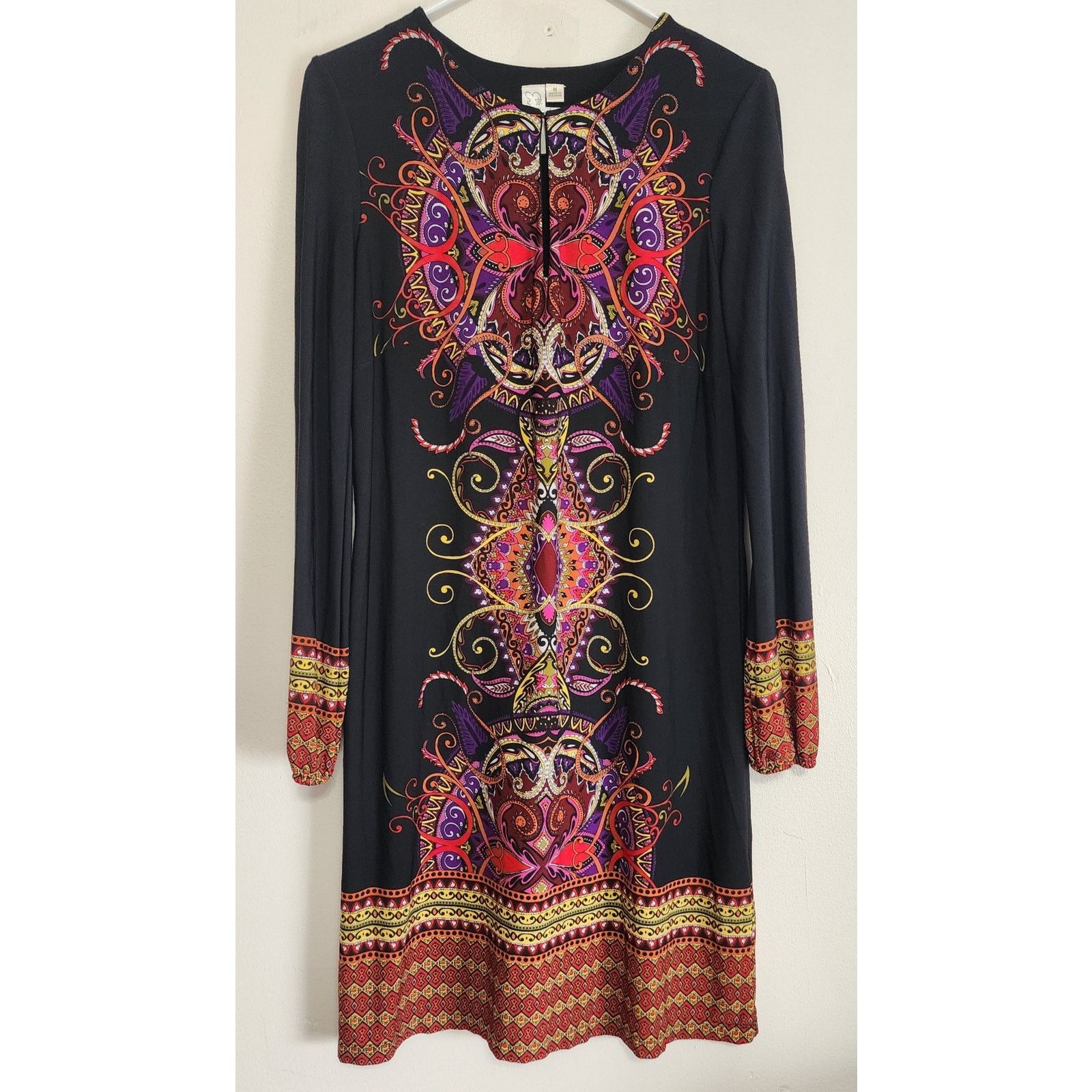 Other Emma & Michele Black Multicolor Paisley Shift Midi Dress Size M / US 6-8 / IT 42-44 - 1 Thumbnail