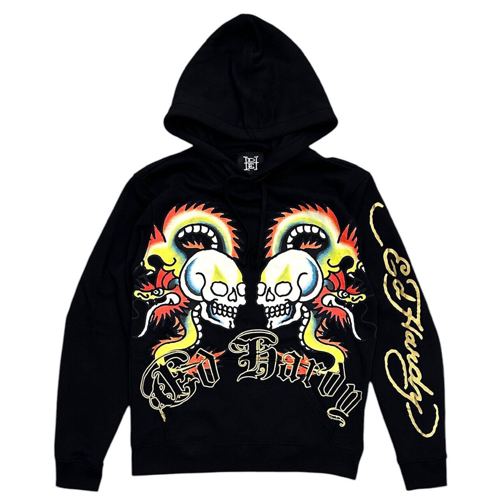 Ed Hardy Ed Hardy Men's Hoodie Dragon Skull Gold Metallic Foil Size US XL / EU 56 / 4 - 2 Thumbnail