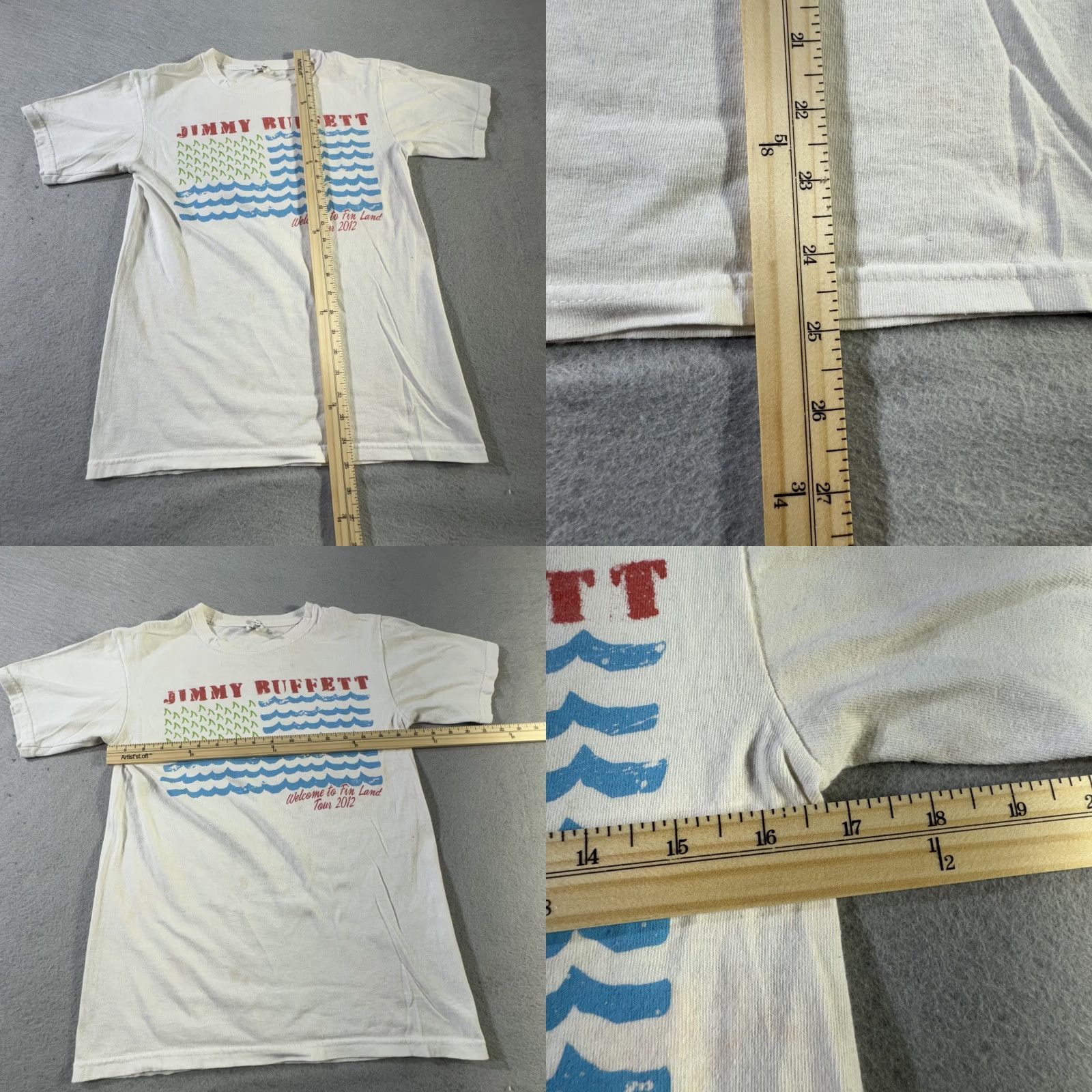 Anvil VINTAGE Jimmy Buffett Shirt Mens Small White Music Band Concert Tee 2012 Tour Fans Size US S / EU 44-46 / 1 - 8 Thumbnail