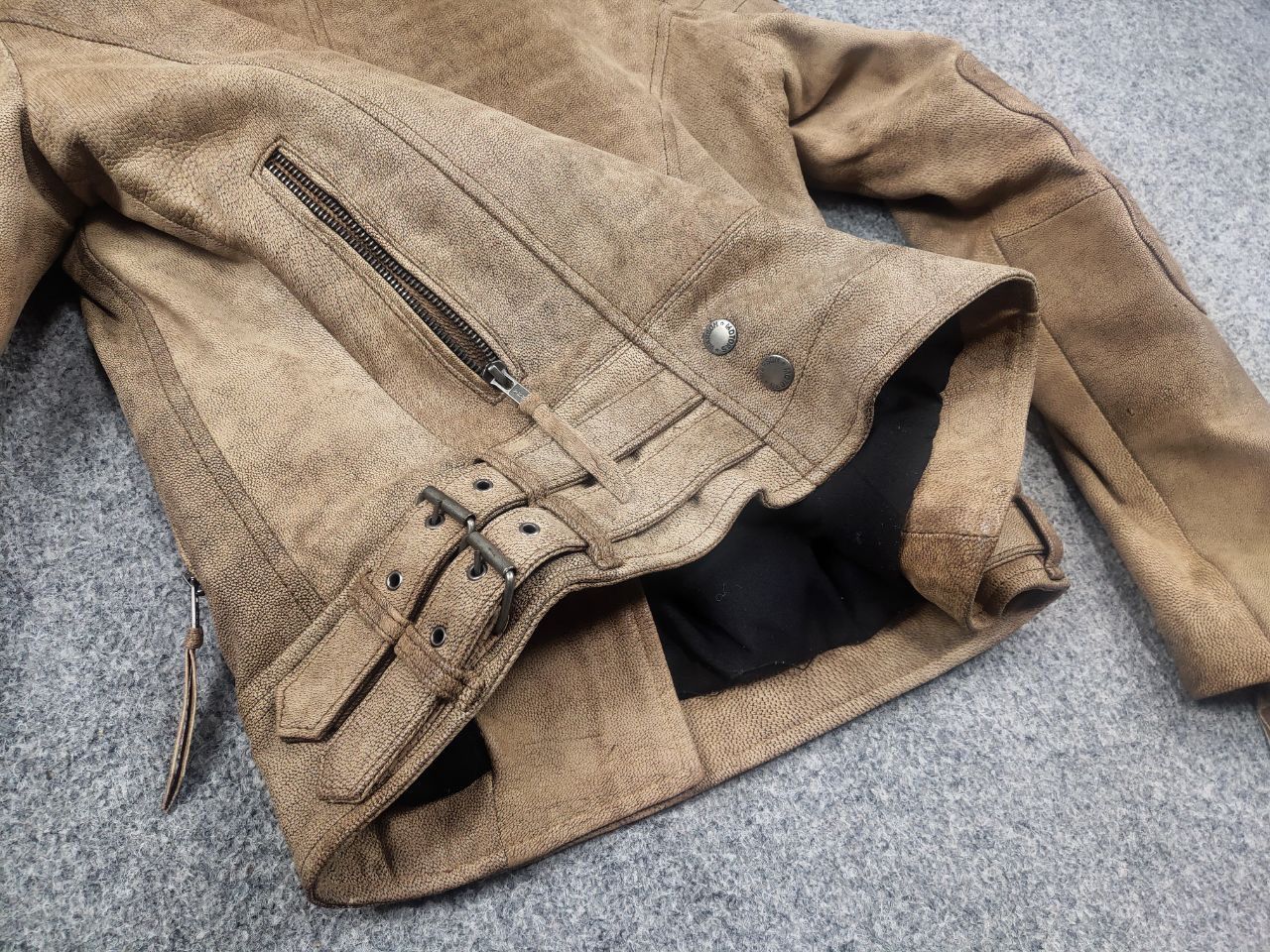 Vintage Vintage Warson Police Perfecto Lamb leather Zip Tan jacket Size L / US 10 / IT 46 - 13 Thumbnail