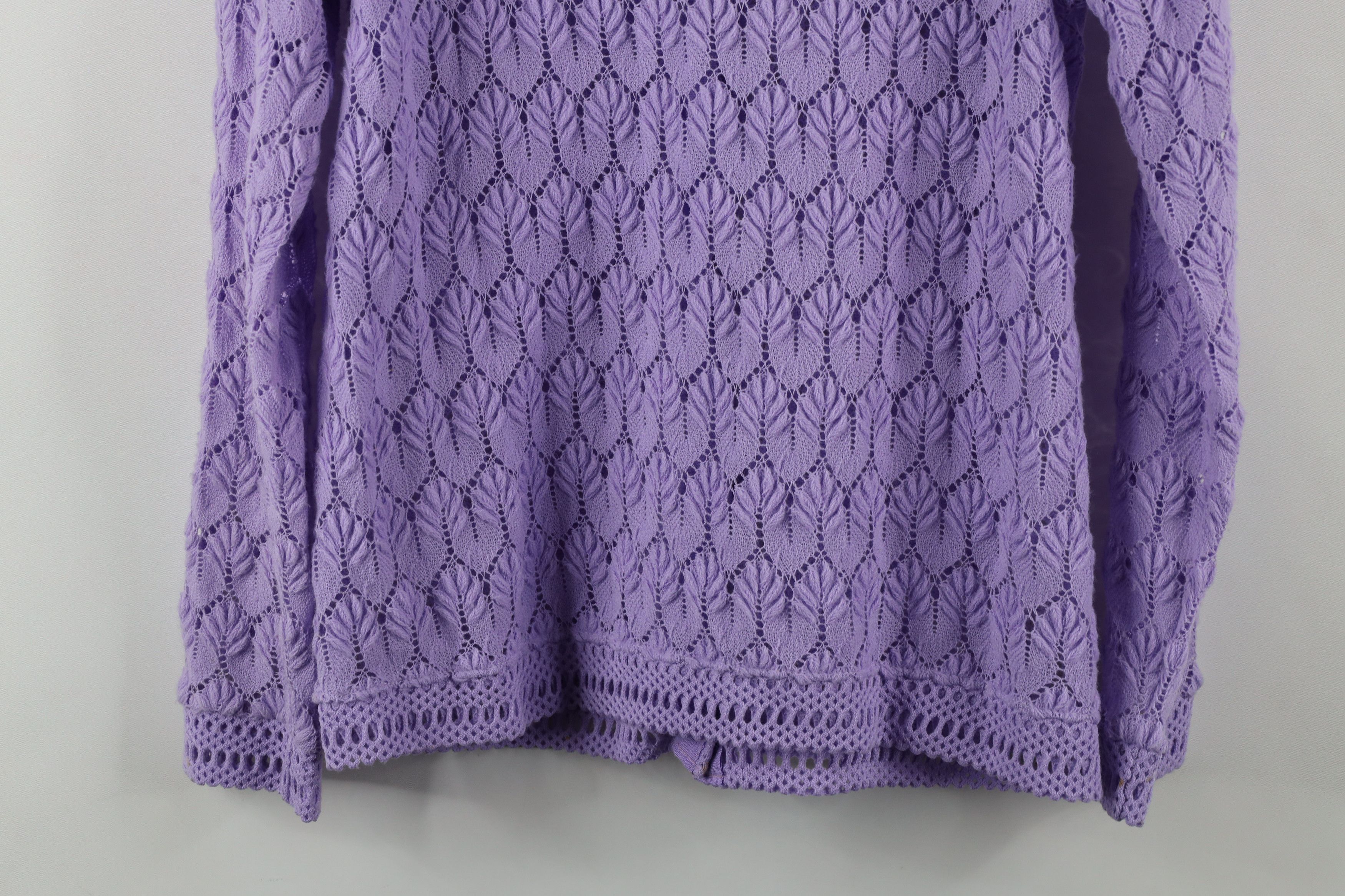 Vintage Vintage 60s Streetwear Crochet Knit Cardigan Sweater Purple Size XS / US 0-2 / IT 36-38 - 13 Thumbnail