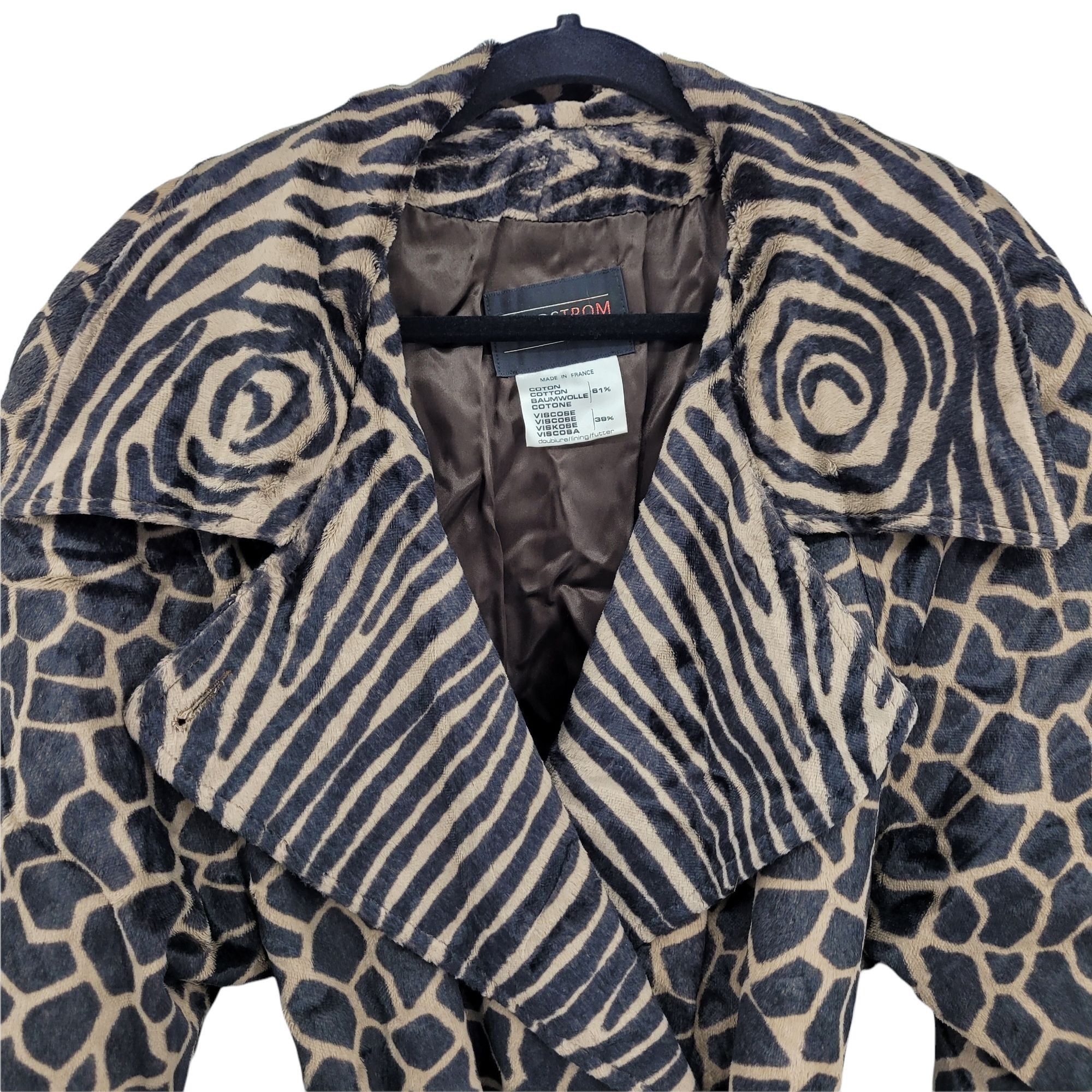 Nordstrom Vtg 90's Mod Vegan Faux Fur Trench Sz 14 Animal Print Large Size XL / US 12-14 / IT 48-50 - 6 Thumbnail