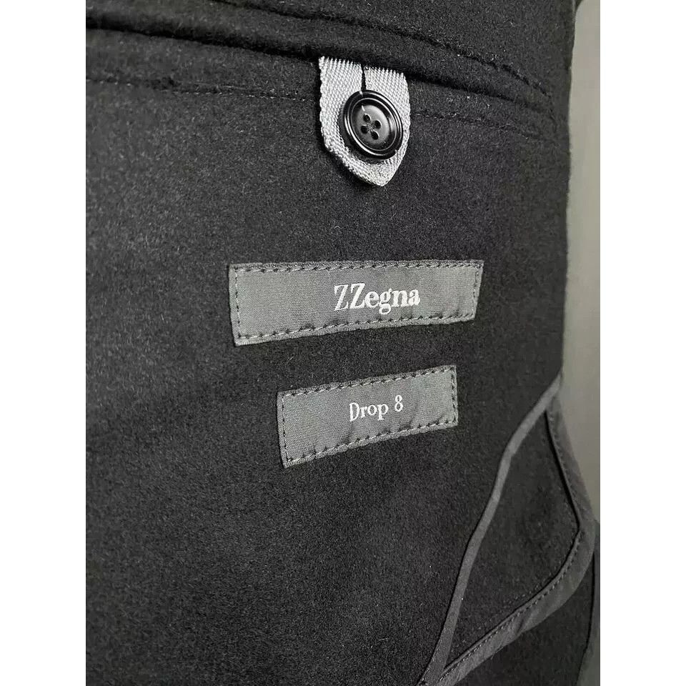 Ermenegildo Zegna MINT! ZZegna Men's Black Wool Double Breasted Pea Coat Size Size US S / EU 44-46 / 1 - 9 Thumbnail