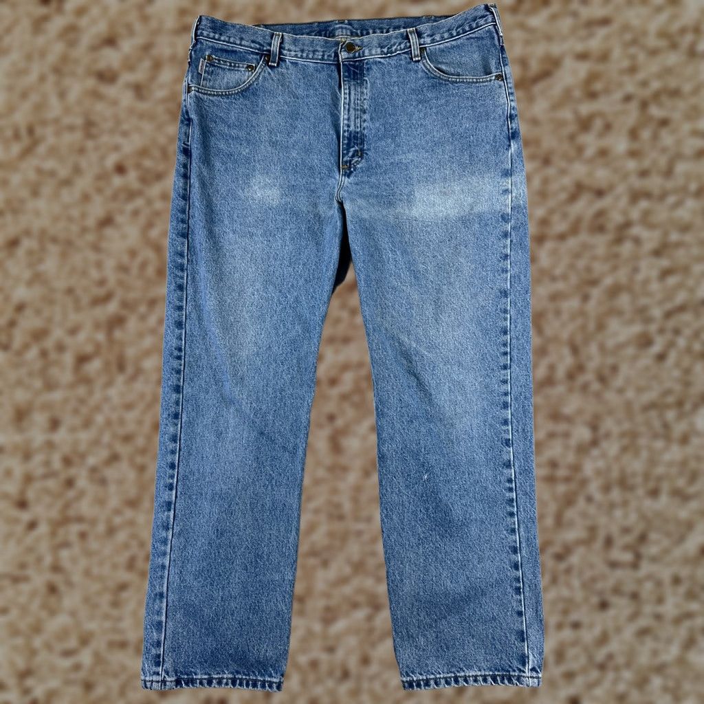 Carhartt Carhartt Jeans Mens 42 Blue Denim Traditional Fit 100% Cotton 42x32 Relaxed Bootcut Adult Regular Color Blue Mens Jeans Size US 42 / EU 58 - 1 Thumbnail