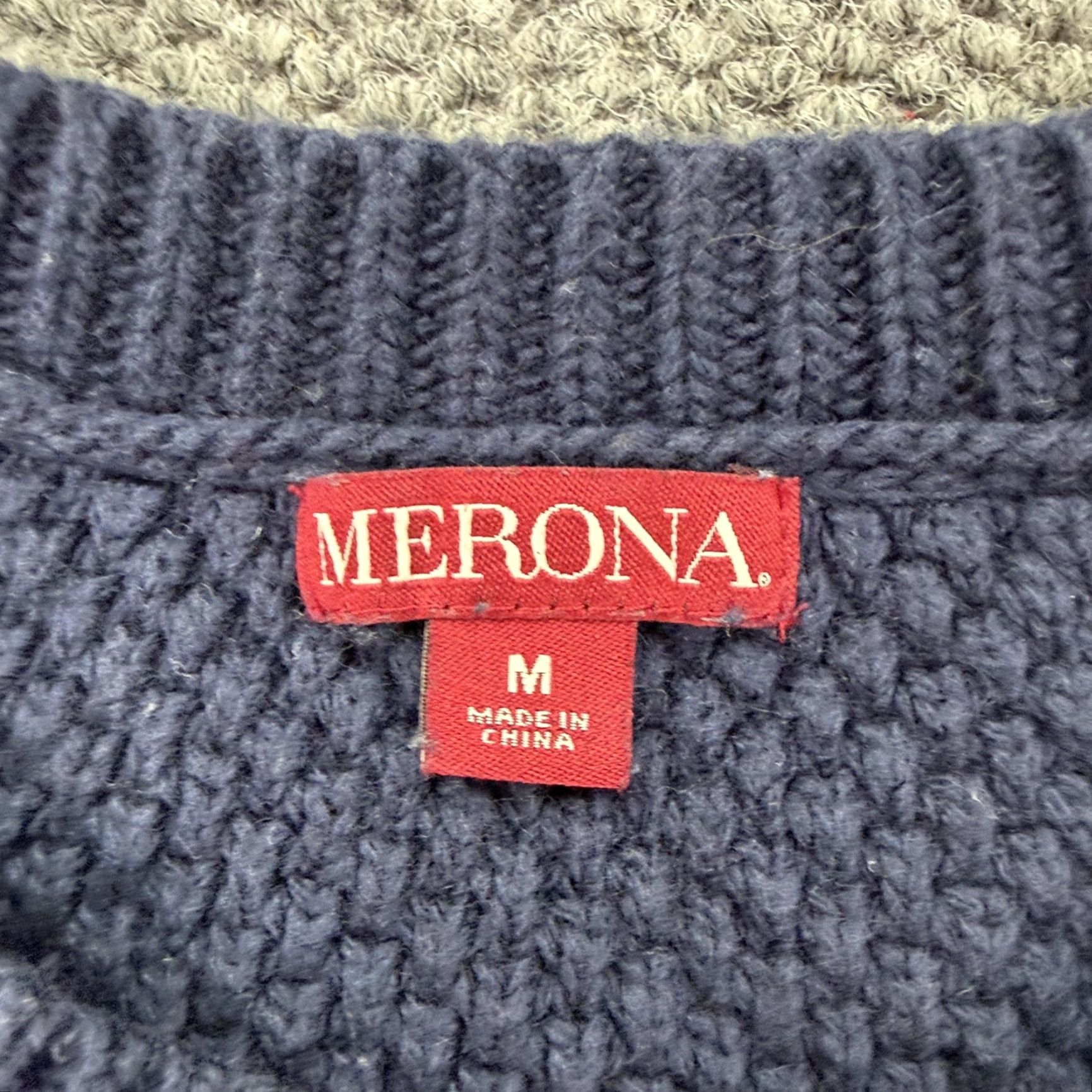 Merona Merona Sweater Adult Womens Medium Navy Blue Cable Knit Crewneck Pullover Knit Wool Cotton Rayon Nylon All Seasons Size M / US 6-8 / IT 42-44 - 3 Thumbnail