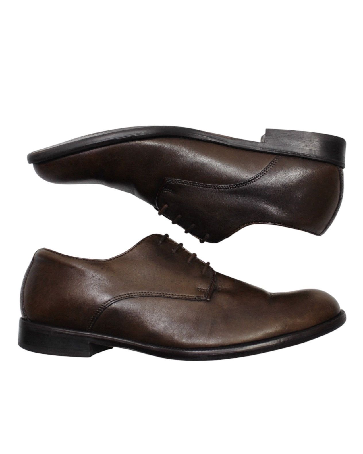 Japanese Brand 2000S STEFANO ROSSI CLASSIC BROWN LEATHER DERBY SHOES Size US 7.5 / EU 40-41 - 4 Thumbnail