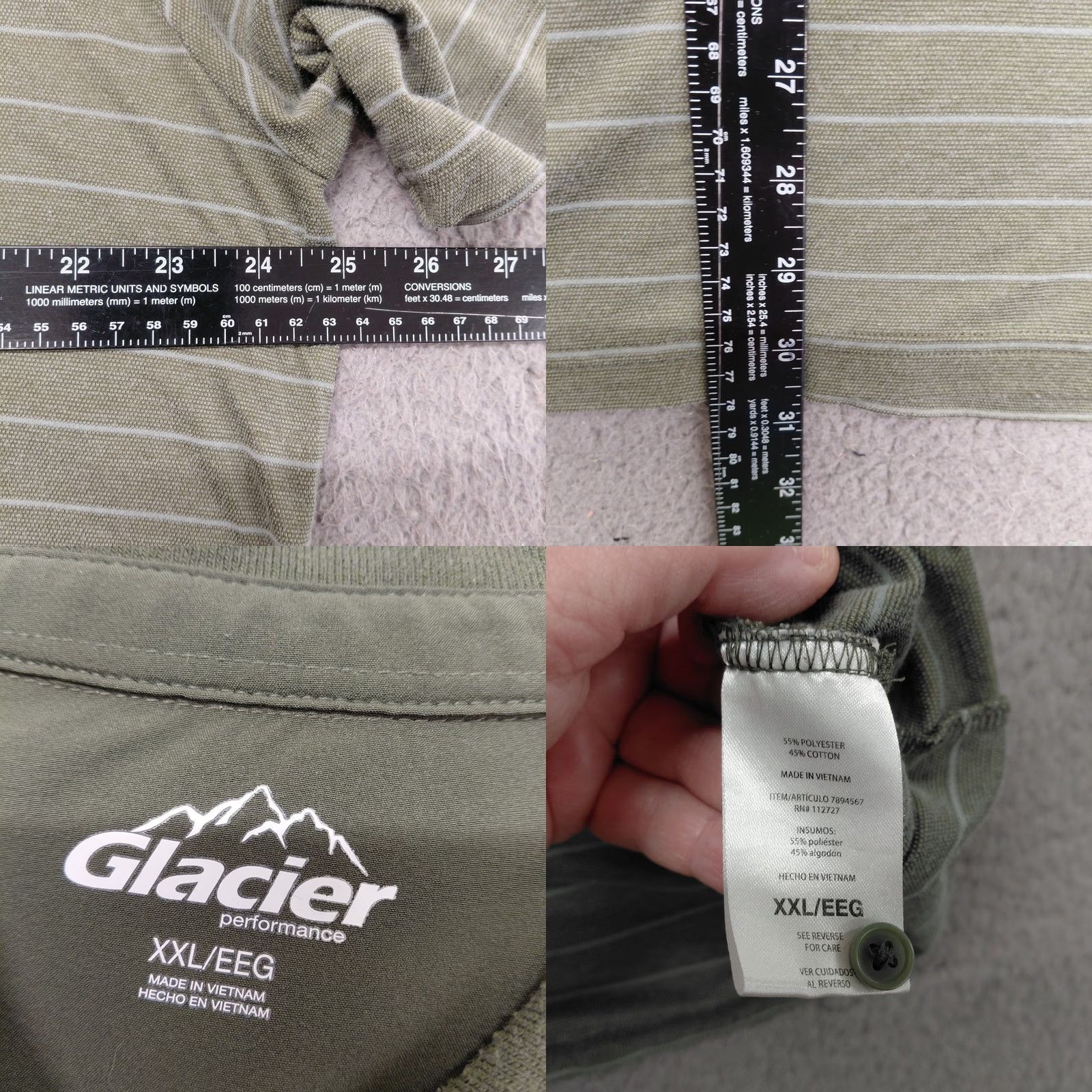 Vintage Glacier Performance Polo Shirt Men 2XL Sage Green Striped Short Sleeve Polo Shirt Size US XXL / EU 58 / 5 - 8 Thumbnail