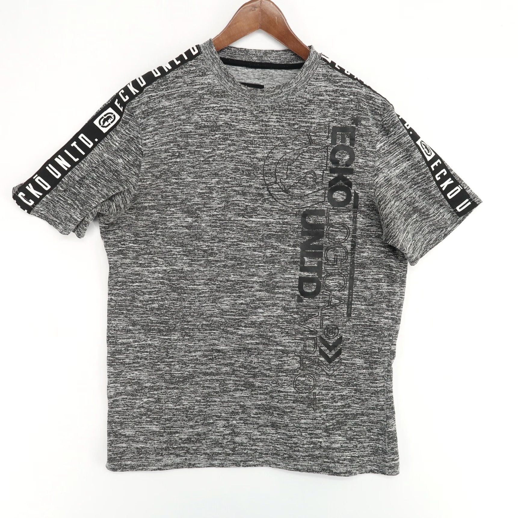 Ecko Unltd. Ecko Unltd. Graphic T-Shirt Heather Gray Short Sleeve Logo Tape Mens Size M Size US M / EU 48-50 / 2 - 2 Thumbnail