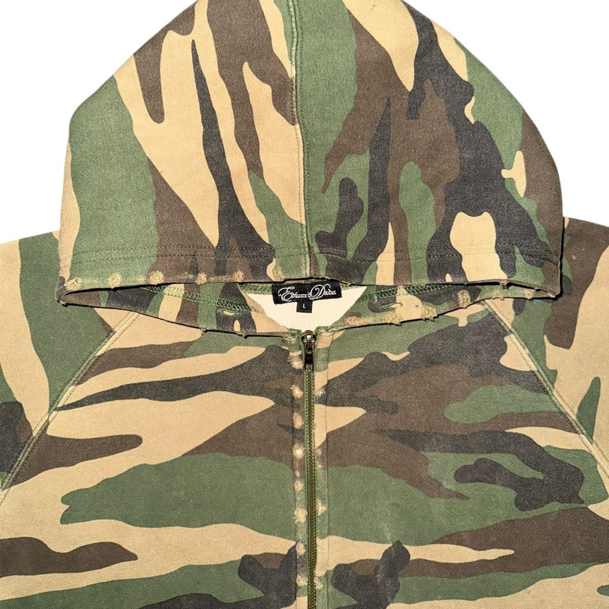 Dragonfly 1990s Archive Gothic/Emo Waffle Lined Camo Zip Up Hoodie Size US XL / EU 56 / 4 - 5 Thumbnail
