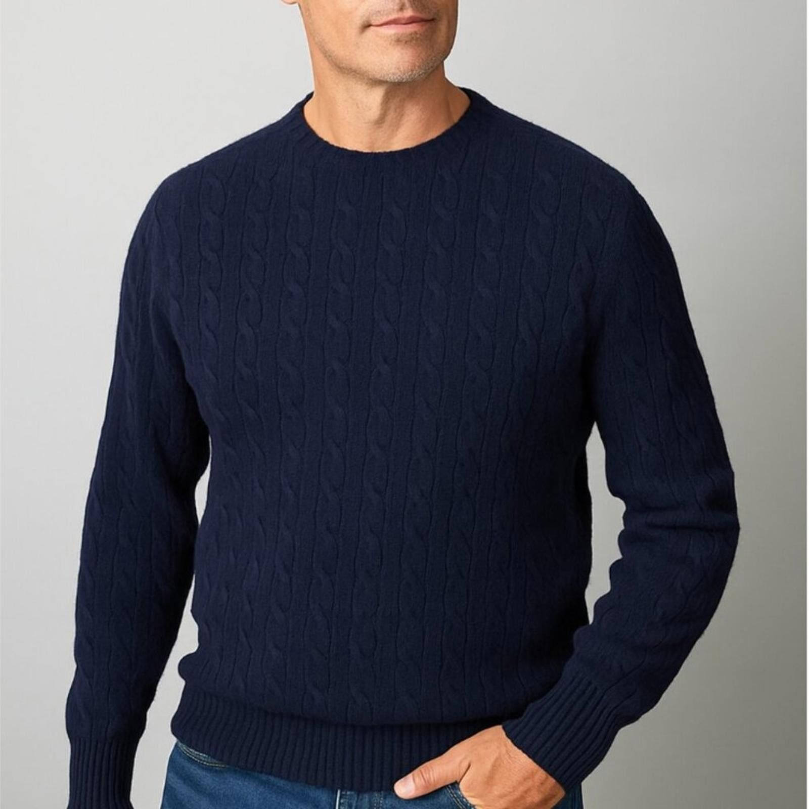 Paul Stuart Paul Stuart 100% Cashmere Cable Knit Blue Crewneck Sweater Size US XL / EU 56 / 4 - 1 Thumbnail