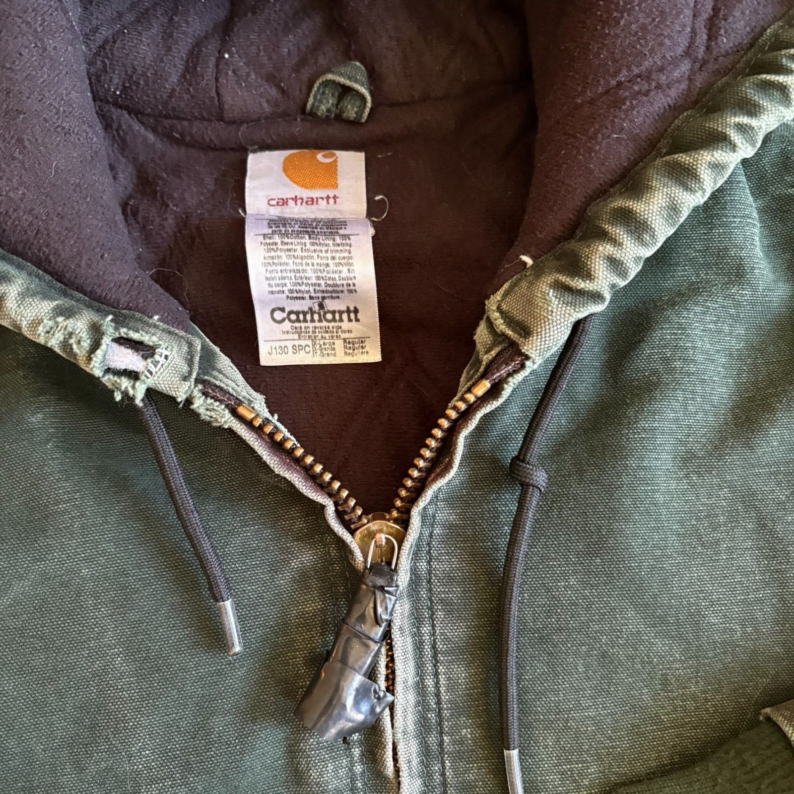 Carhartt × Vintage Vintage J130 SPC Green Carhartt Hooded Work Jacket Size XL Size US XL / EU 56 / 4 - 7 Thumbnail
