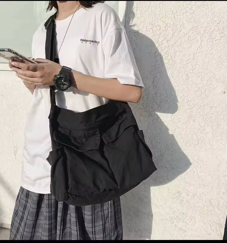 Vintage Cargo Crossbody Bag in Black, Men's