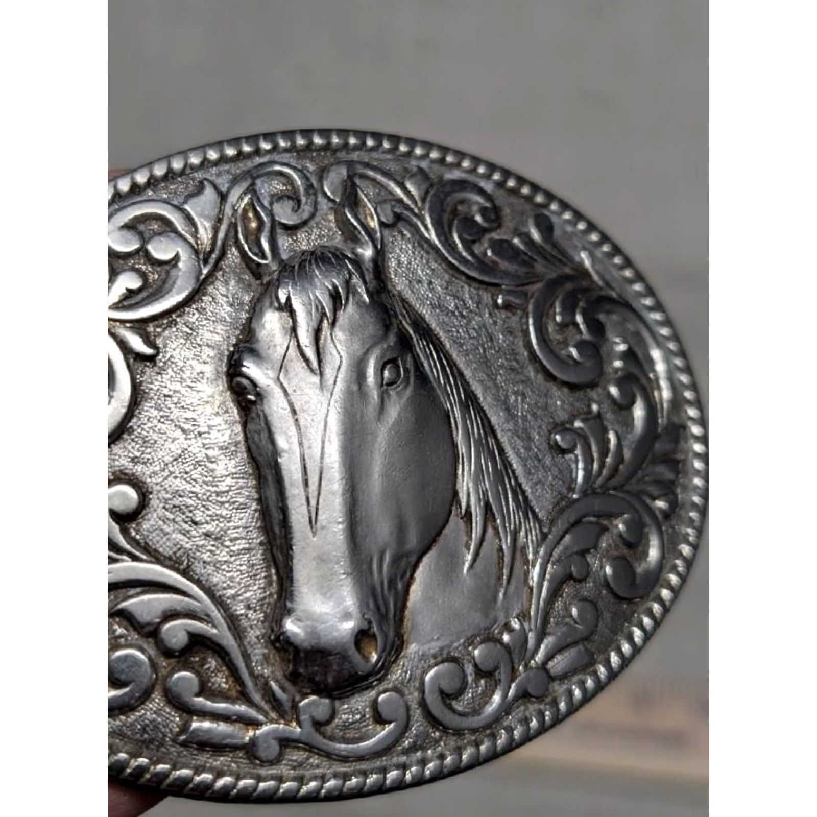 Vintage VINTAGE Chambers USA made HORSE belt buckle BRASS 24 KT GOLD PLATE Western Southwest Cowboy Men Buckle 2.75 x 3.5" Adjustable 1.5 in Size ONE SIZE - 4 Thumbnail