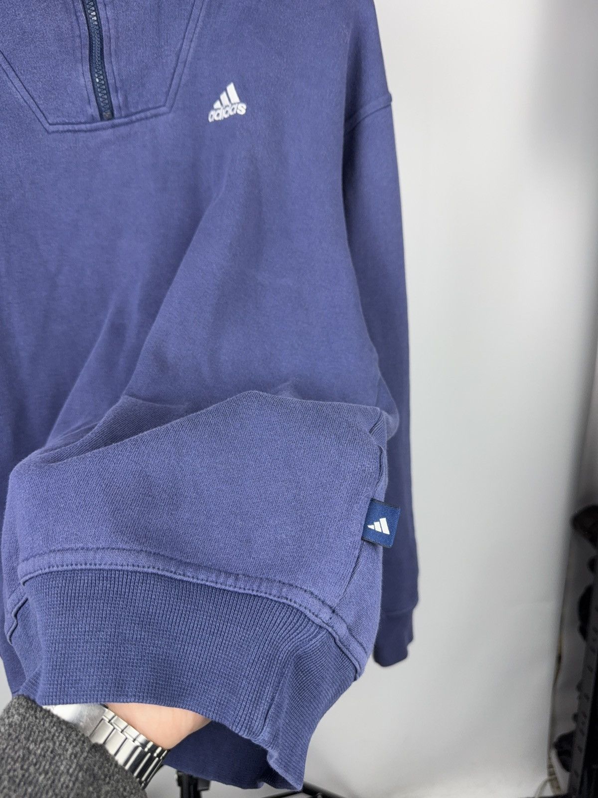 Adidas Vintage 90s Retro Y2K adidas Back Zip Sweatshirt Rare Navy Size US M / EU 48-50 / 2 - 6 Thumbnail