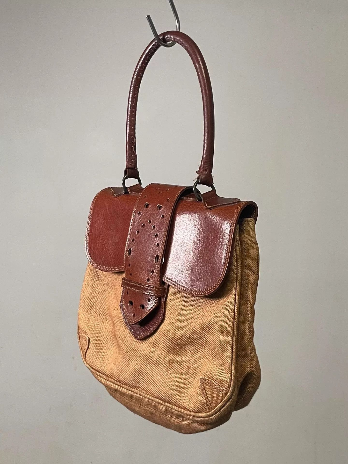 Dries Van Noten Dries Van Noten 90s Early Handbag Tobacco & Natural Canvas Size ONE SIZE - 2 Thumbnail