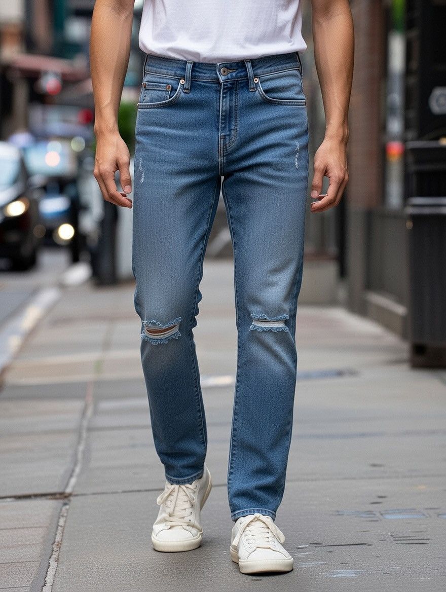Levi's Levi's Slim Fit Distressed Blue Jeans Size US 28 / EU 44 - 1 Thumbnail
