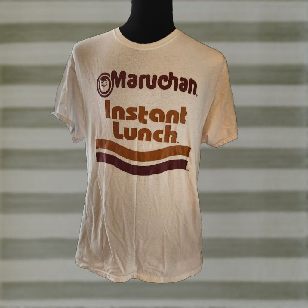 Vintage MARUCHAN INSTANT LUNCH T-Shirt 100% COTTON White Crew Neck Short Sleeve Logo Graphic Print Unisex Adults L Size US L / EU 52-54 / 3 - 1 Thumbnail