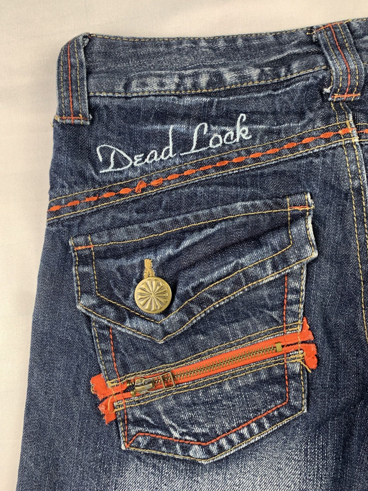Japanese Brand y2k Dead Lock Japan Rose Tattoo Embroidered Jeans Shorts Size 30" / US 8 / IT 44 - 6 Thumbnail